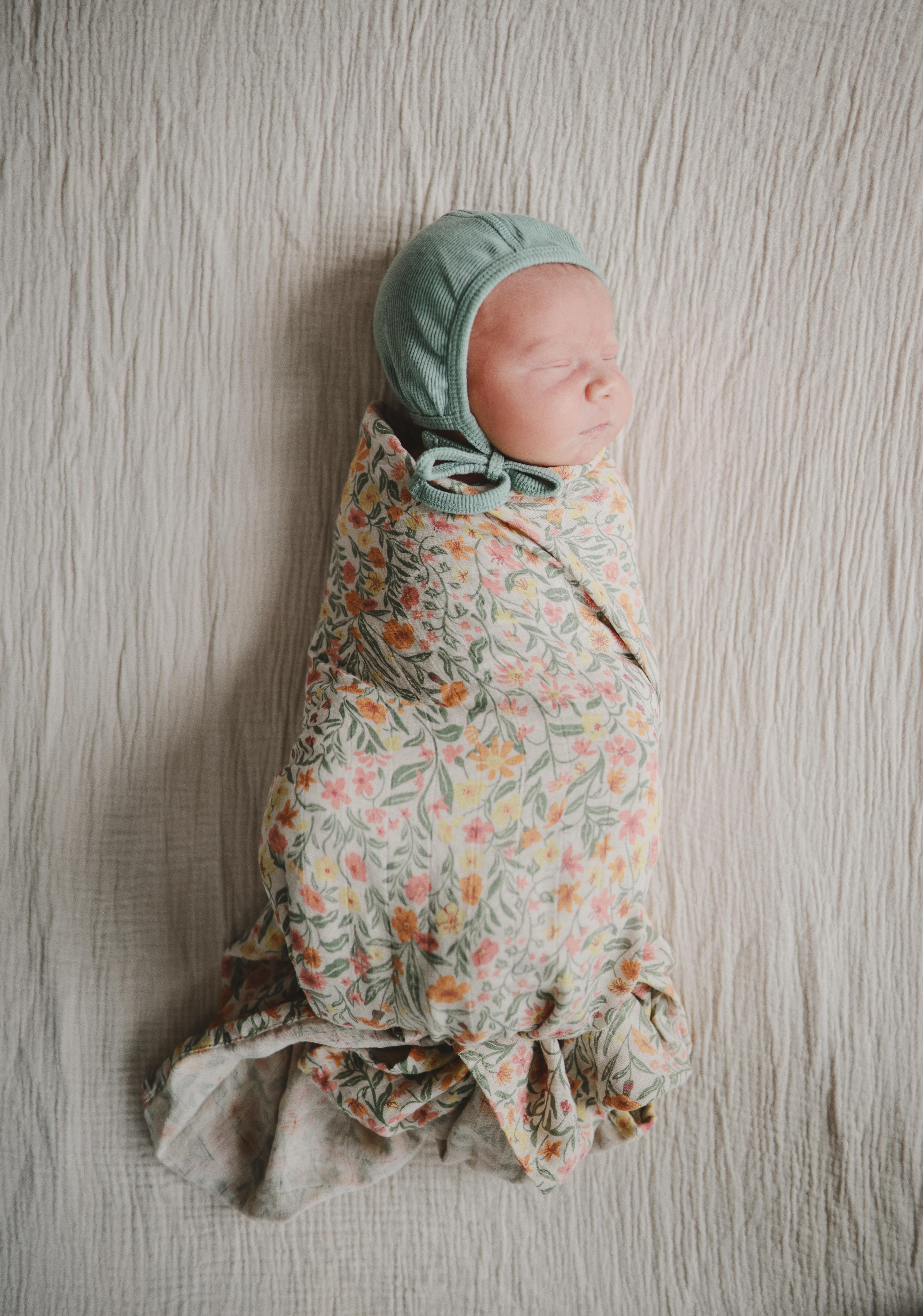 Mushie Organik Müslin Örtü / Kundak - Pastel Blooms