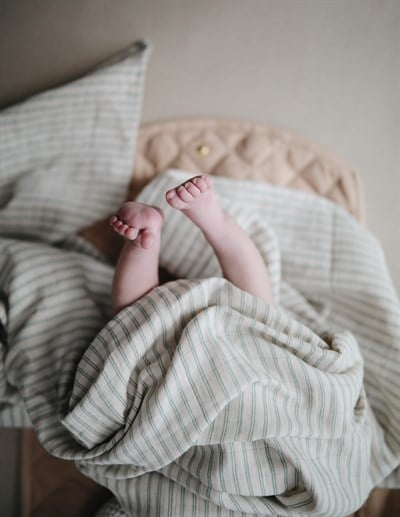 Mushie Organik Müslin Örtü / Kundak - Sage Stripe