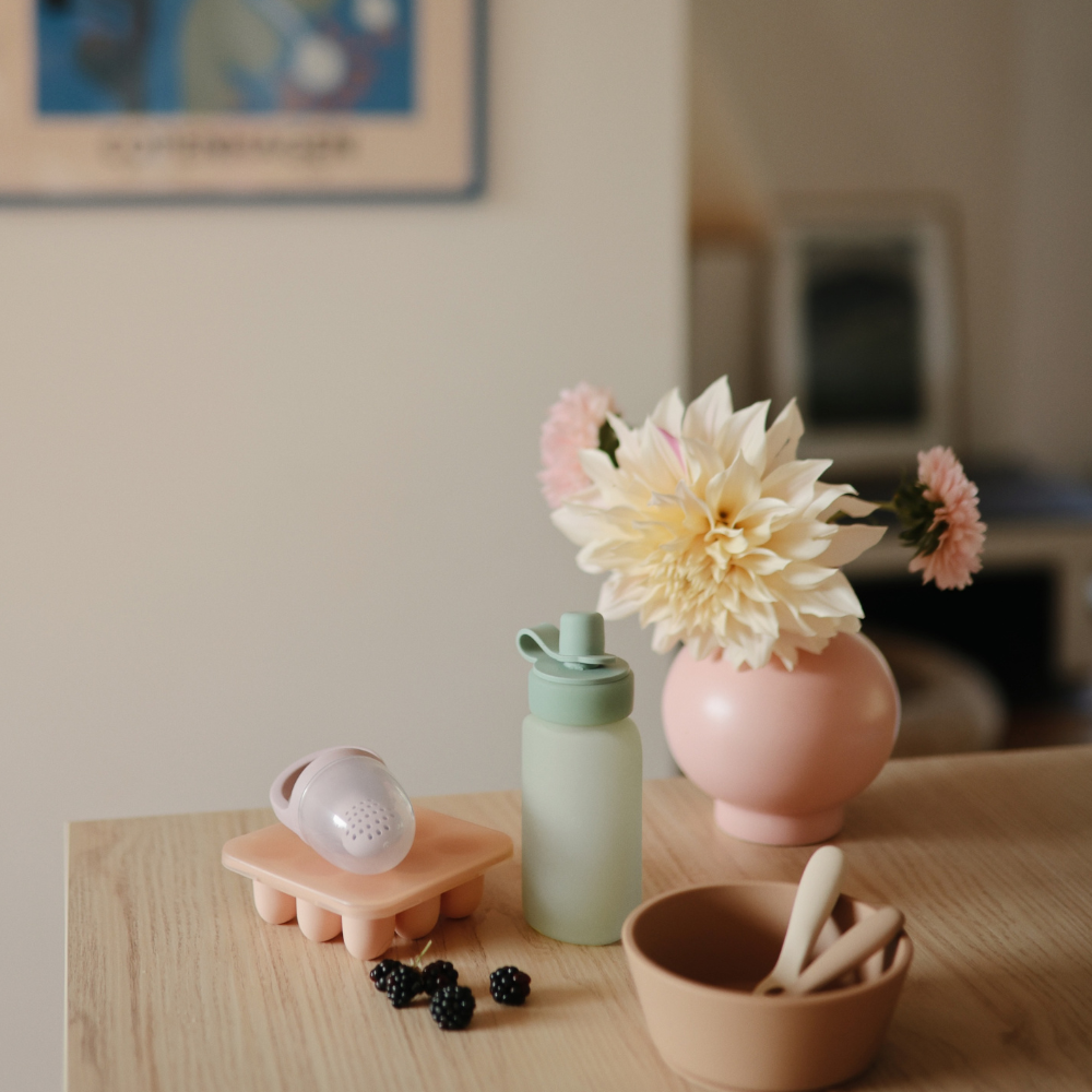 Mushie Silikon Püre Şişesi – 2'li Set - Cambridge Blue