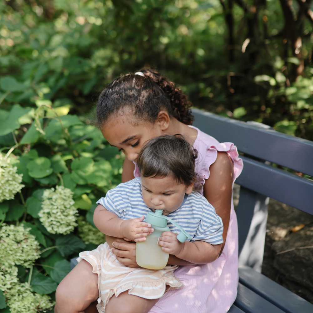 Mushie Silikon Püre Şişesi – 2'li Set - Cambridge Blue