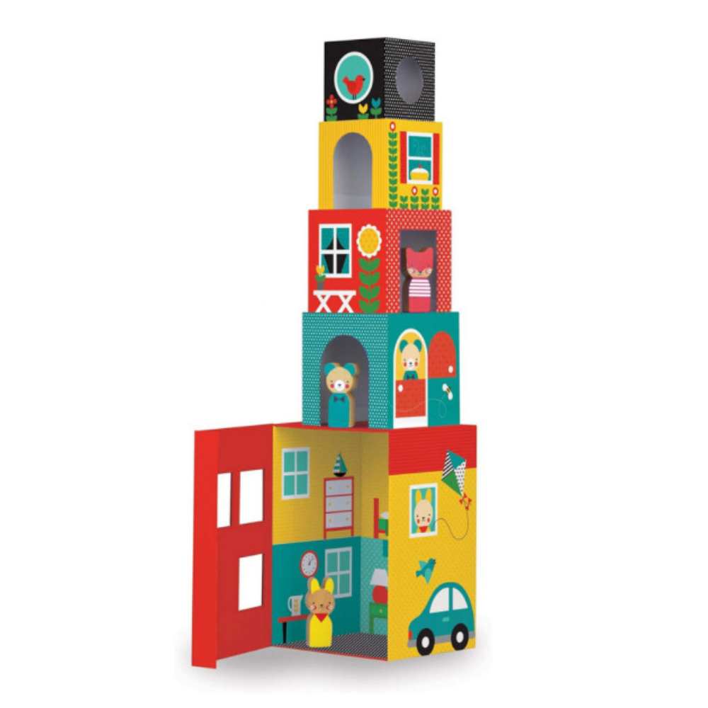 Petit Collage Dizilebilir Bloklar - Peek-a-Boo House