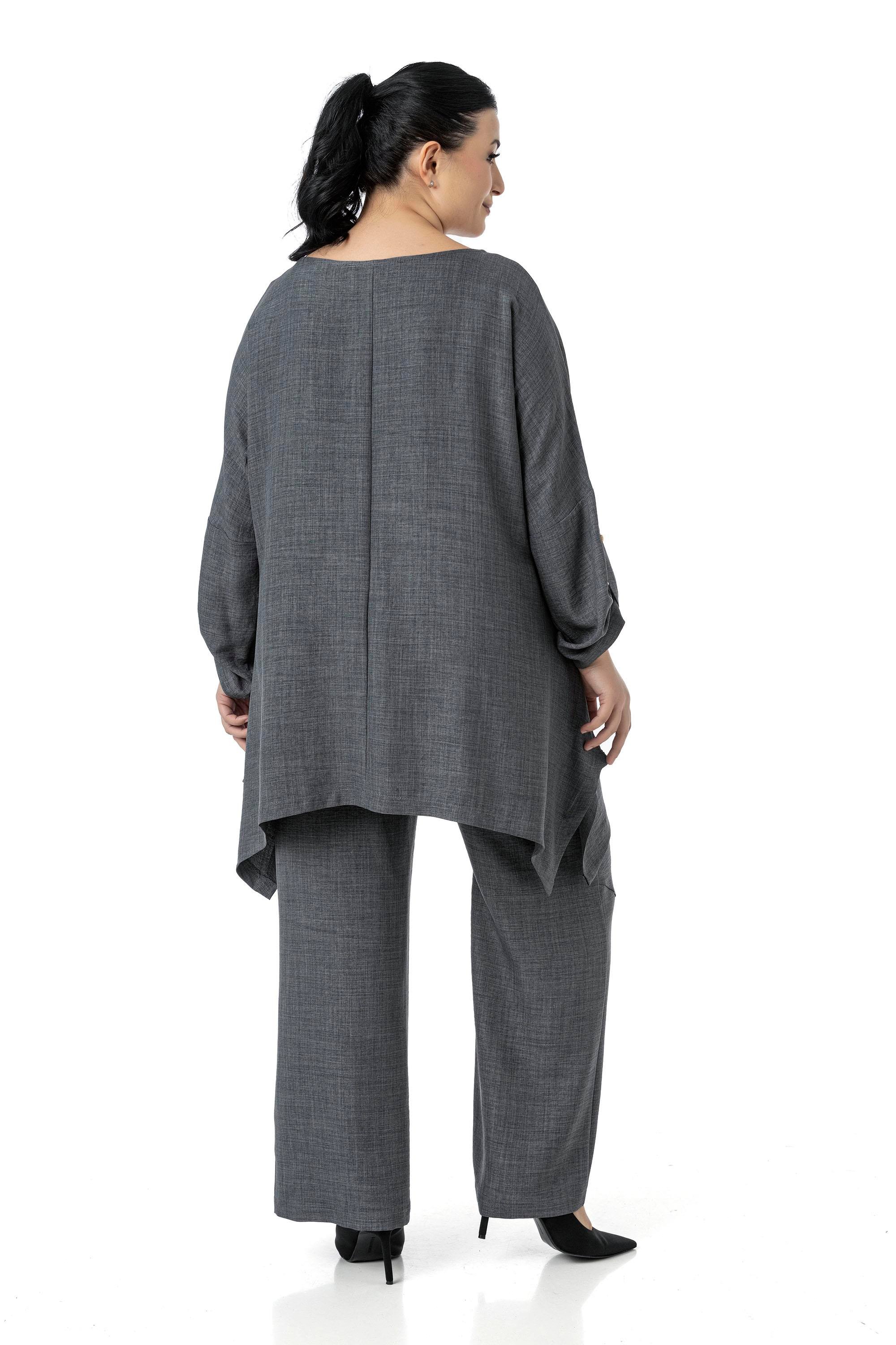 Bluz | Pantolon TakımlarDisentis Modest Büyük Beden Rahat Kesim Bluz Pantolon Gri İkili TakımDISENTIS MODESTBüyük Beden Rahat Kesim Bluz Pantolon Gri İkili Takım