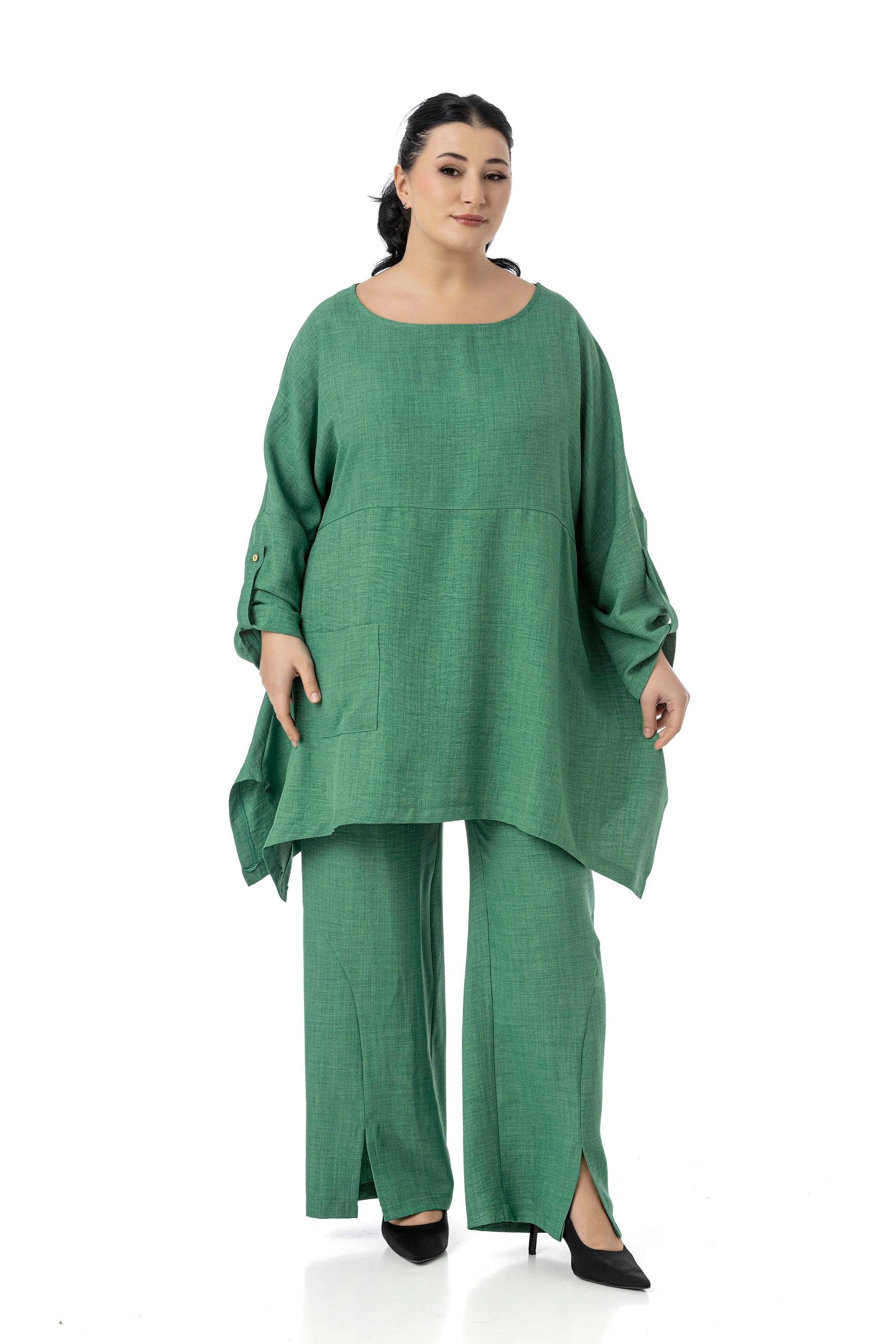 Bluz | Pantolon TakımlarDisentis Modest Büyük Beden Rahat Kesim Bluz Pantolon Yeşil İkili TakımDISENTIS MODESTBüyük Beden Rahat Kesim Bluz Pantolon Yeşil İkili Takım