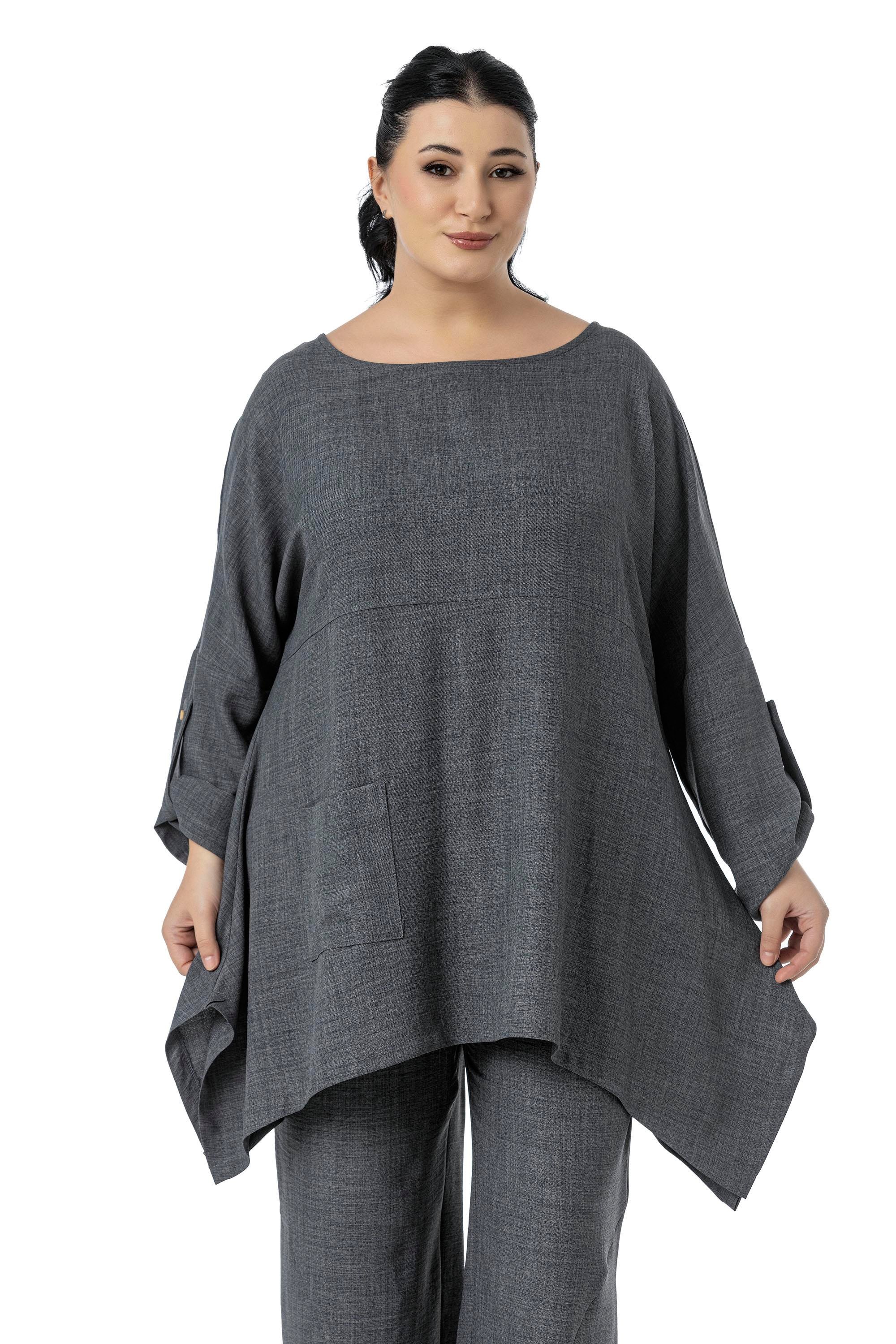Bluz | Pantolon TakımlarDisentis Modest Büyük Beden Rahat Kesim Bluz Pantolon Gri İkili TakımDISENTIS MODESTBüyük Beden Rahat Kesim Bluz Pantolon Gri İkili Takım