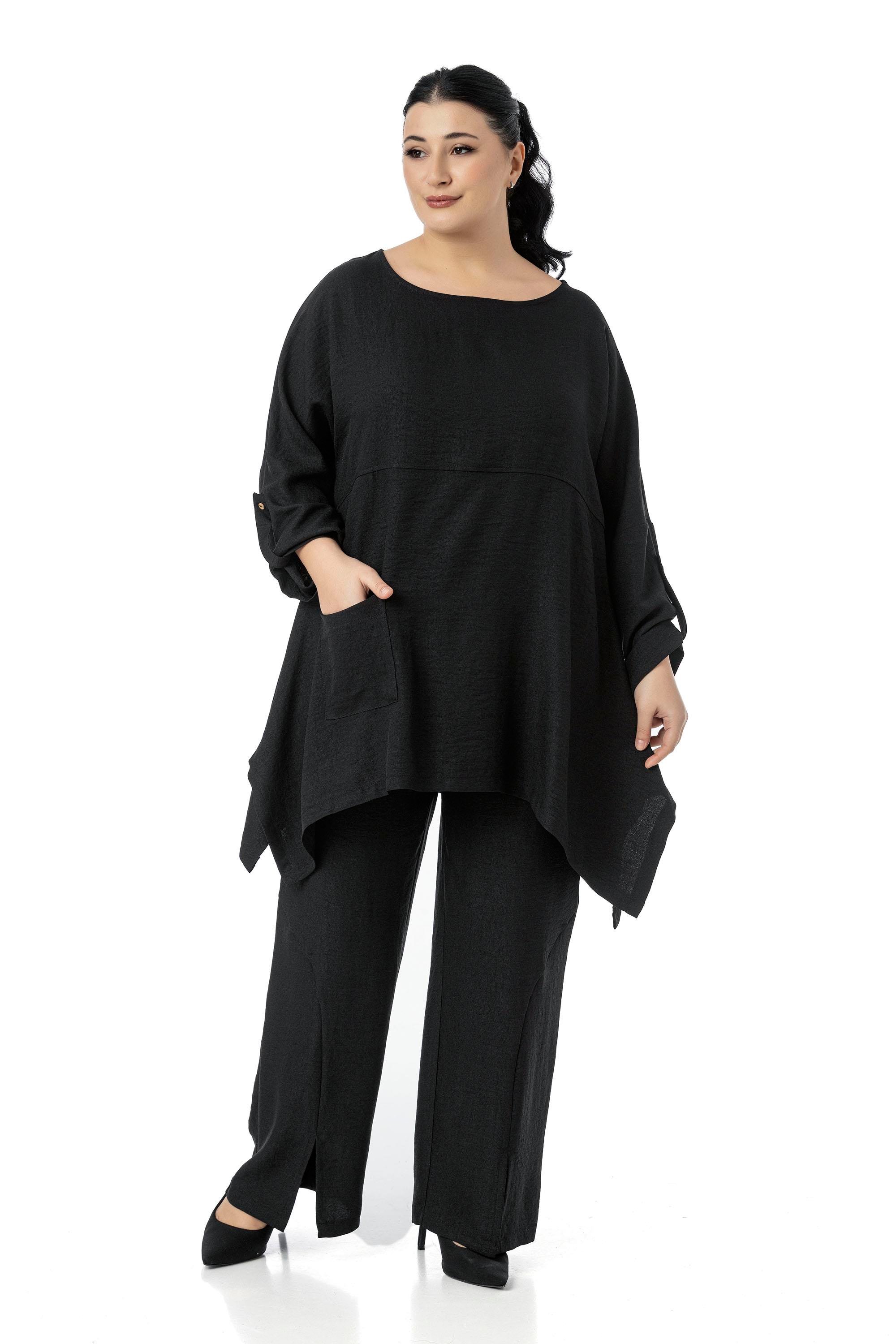 Bluz | Pantolon TakımlarDisentis Modest Büyük Beden Rahat Kesim Bluz Pantolon Siyah İkili TakımDISENTIS MODESTBüyük Beden Rahat Kesim Bluz Pantolon Siyah İkili Takım