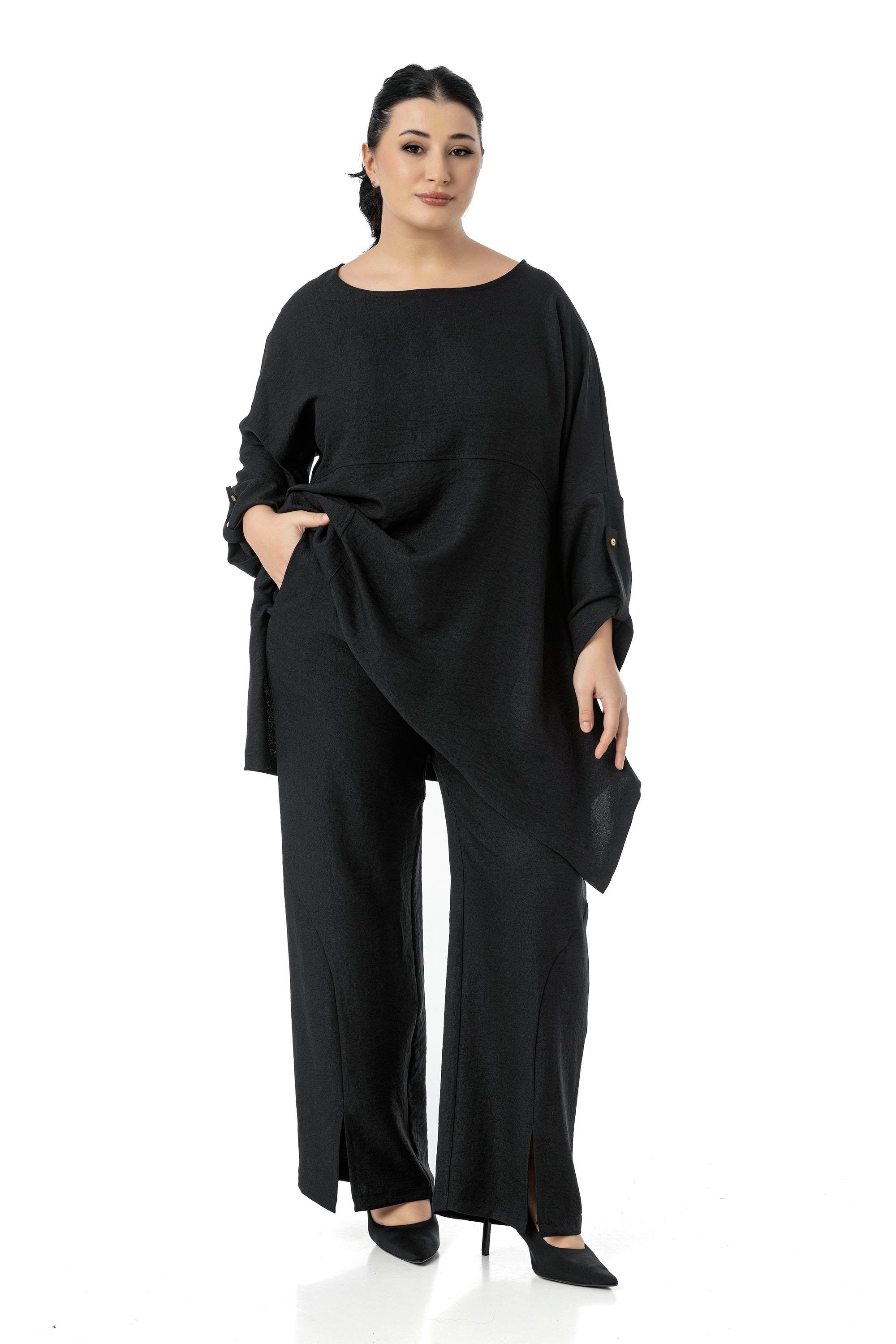 Bluz | Pantolon TakımlarDisentis Modest Büyük Beden Rahat Kesim Bluz Pantolon Siyah İkili TakımDISENTIS MODESTBüyük Beden Rahat Kesim Bluz Pantolon Siyah İkili Takım