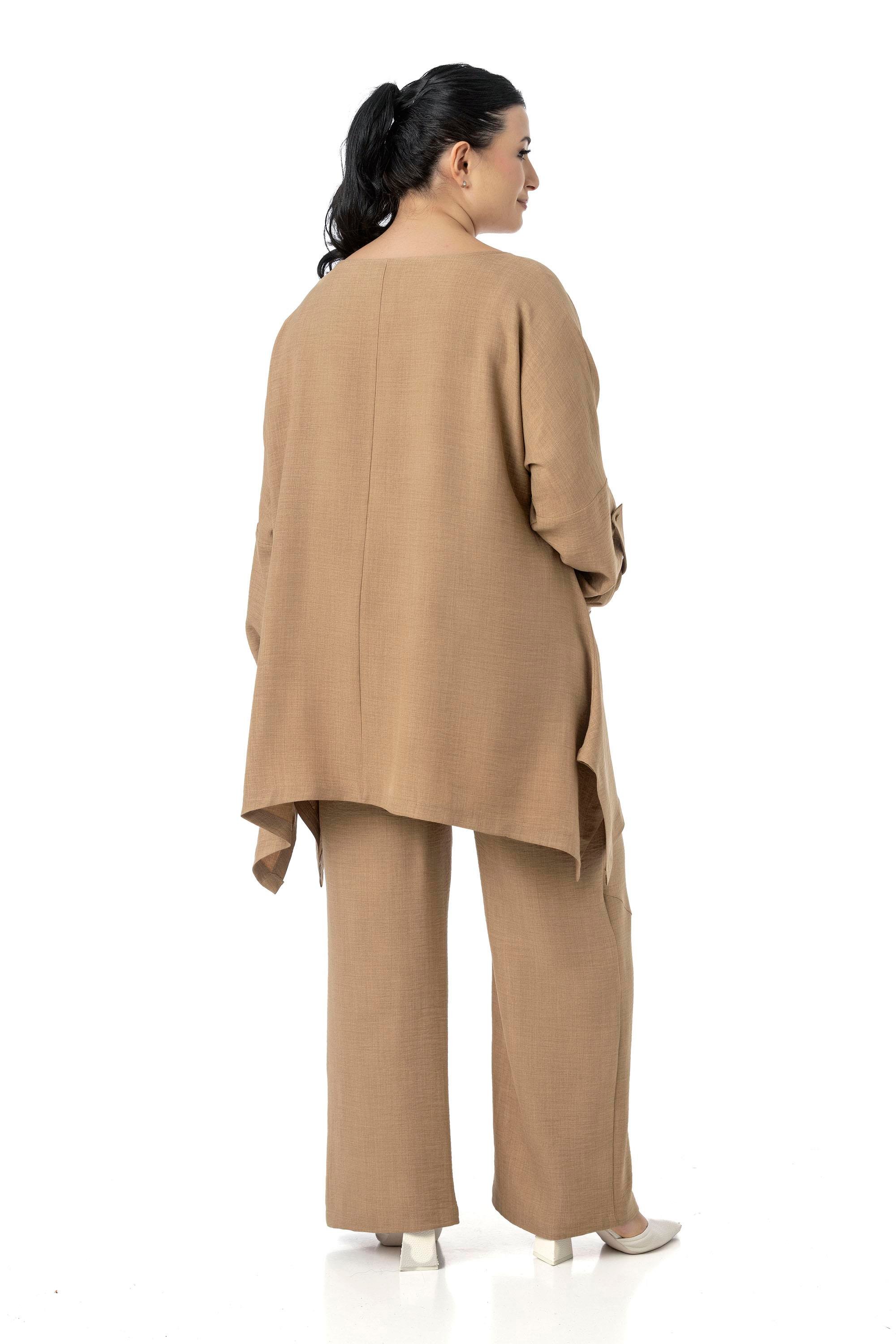 Blouse&pants setsDisentis Modest Büyük Beden Rahat Kesim Bluz Pantolon Vizon İkili TakımDISENTIS MODESTBüyük Beden Rahat Kesim Bluz Pantolon Vizon İkili Takım