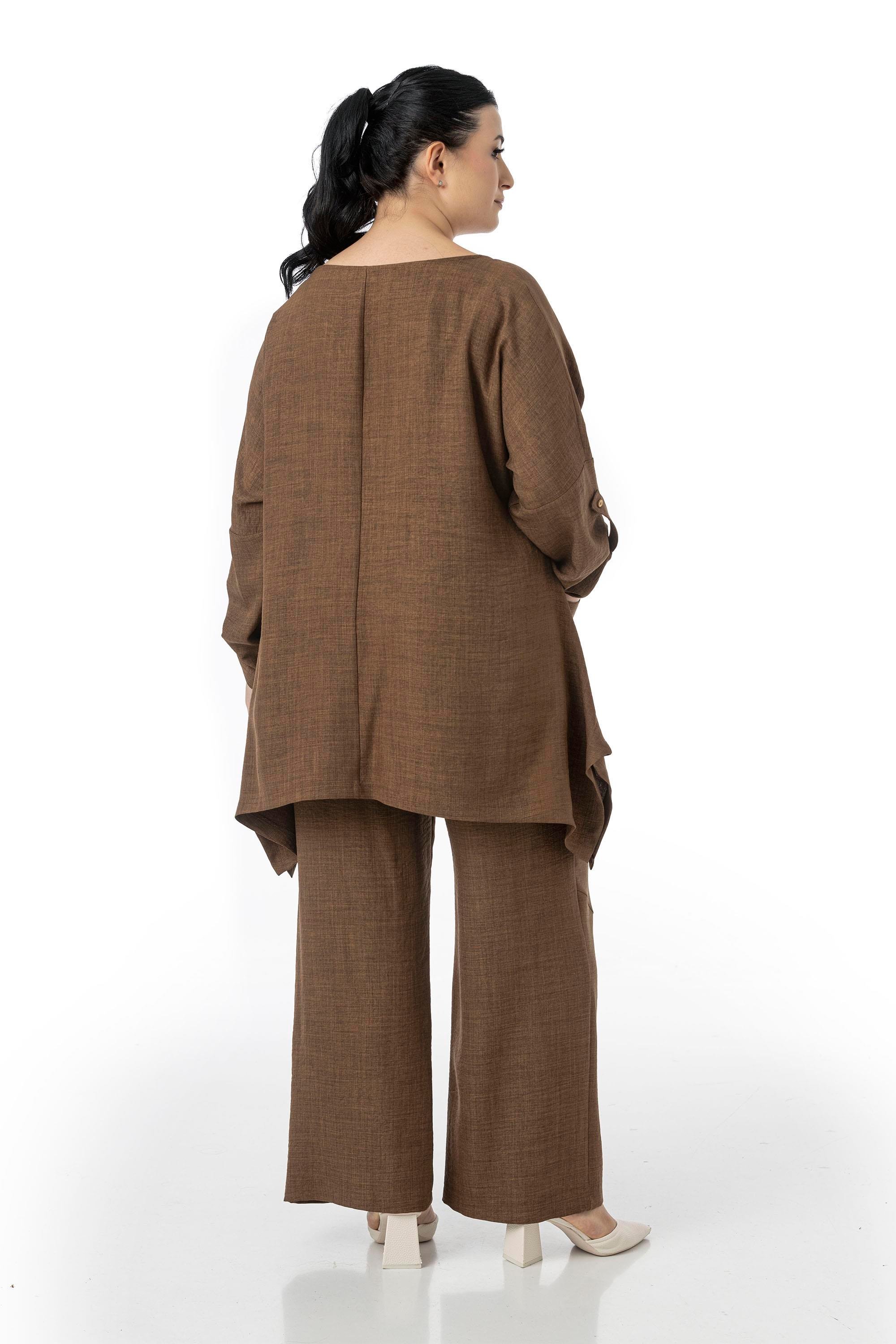 Blouse&pants setsDisentis Modest Büyük Beden Rahat Kesim Bluz Pantolon Kahverengi İkili TakımDISENTIS MODESTBüyük Beden Rahat Kesim Bluz Pantolon Kahverengi İkili Takım