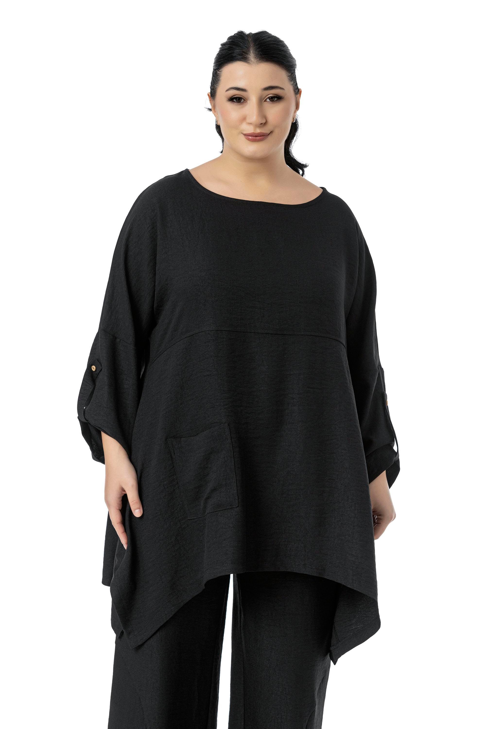 Bluz | Pantolon TakımlarDisentis Modest Büyük Beden Rahat Kesim Bluz Pantolon Siyah İkili TakımDISENTIS MODESTBüyük Beden Rahat Kesim Bluz Pantolon Siyah İkili Takım