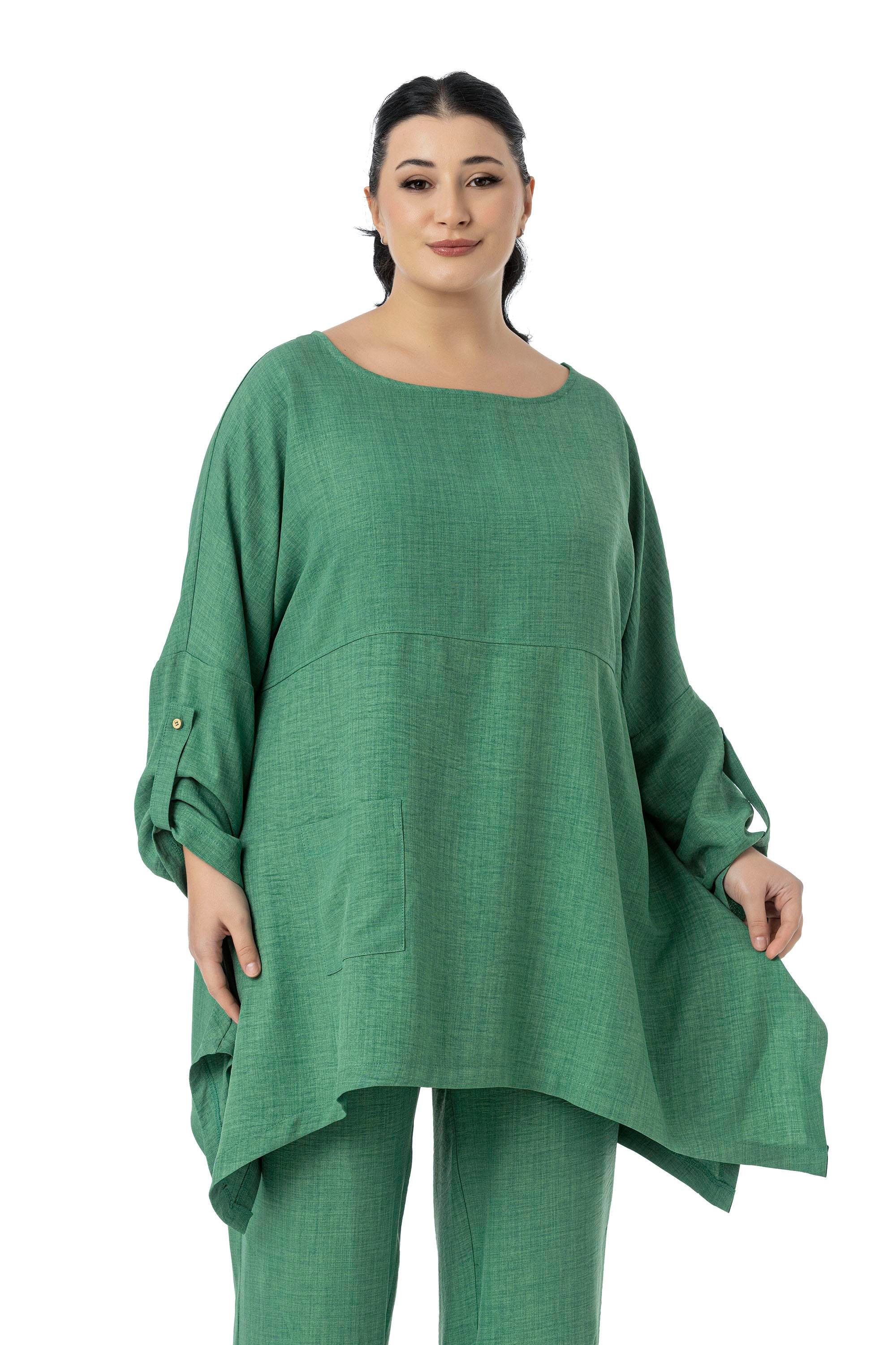 Bluz | Pantolon TakımlarDisentis Modest Büyük Beden Rahat Kesim Bluz Pantolon Yeşil İkili TakımDISENTIS MODESTBüyük Beden Rahat Kesim Bluz Pantolon Yeşil İkili Takım