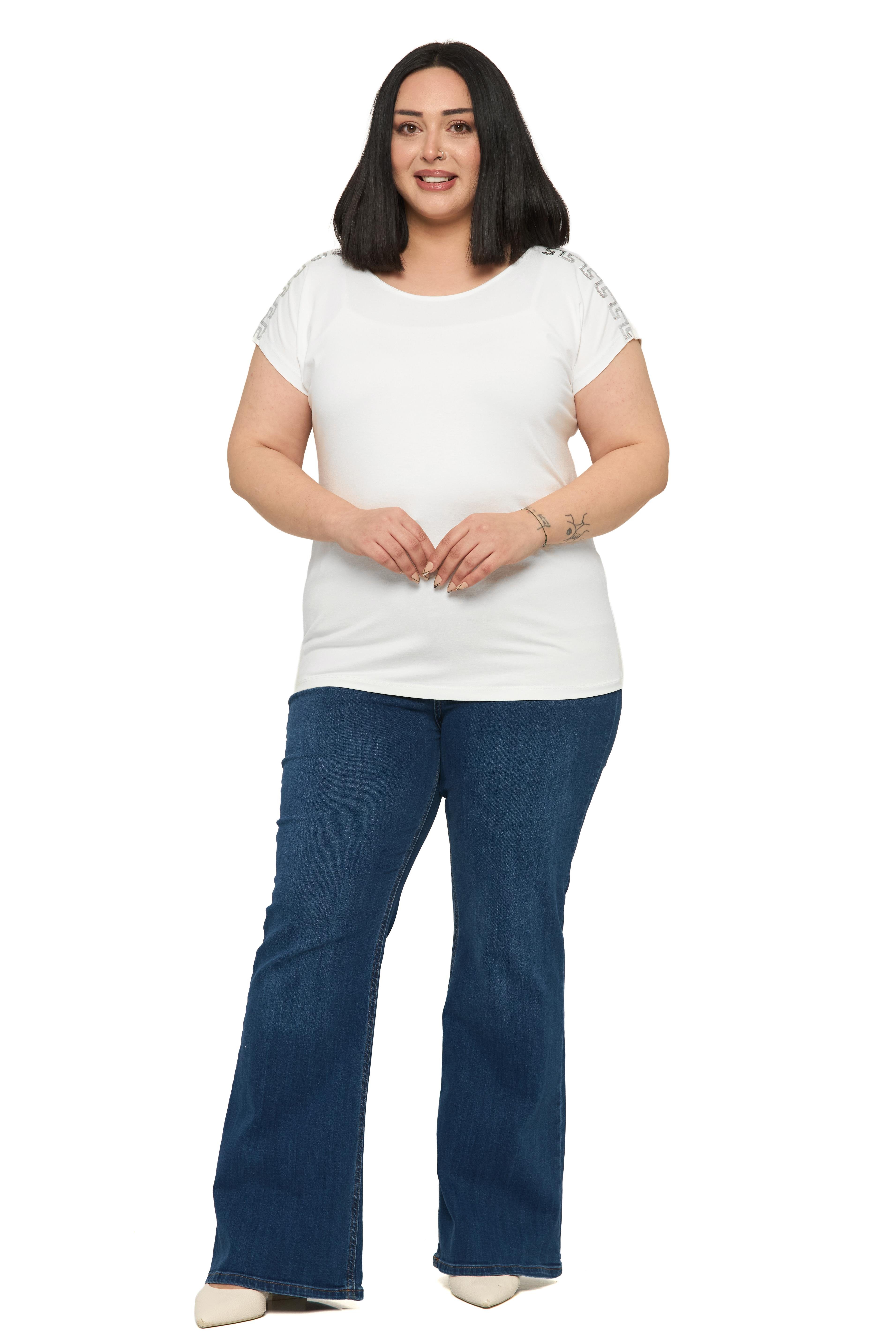 BluzDisentis Modest Büyük Beden Düşük Kısa Kollu Omuzda Şerit Desenli Ekru BluzDISENTIS MODESTBüyük Beden Düşük Kısa Kollu Omuzda Şerit Desenli Ekru Bluz