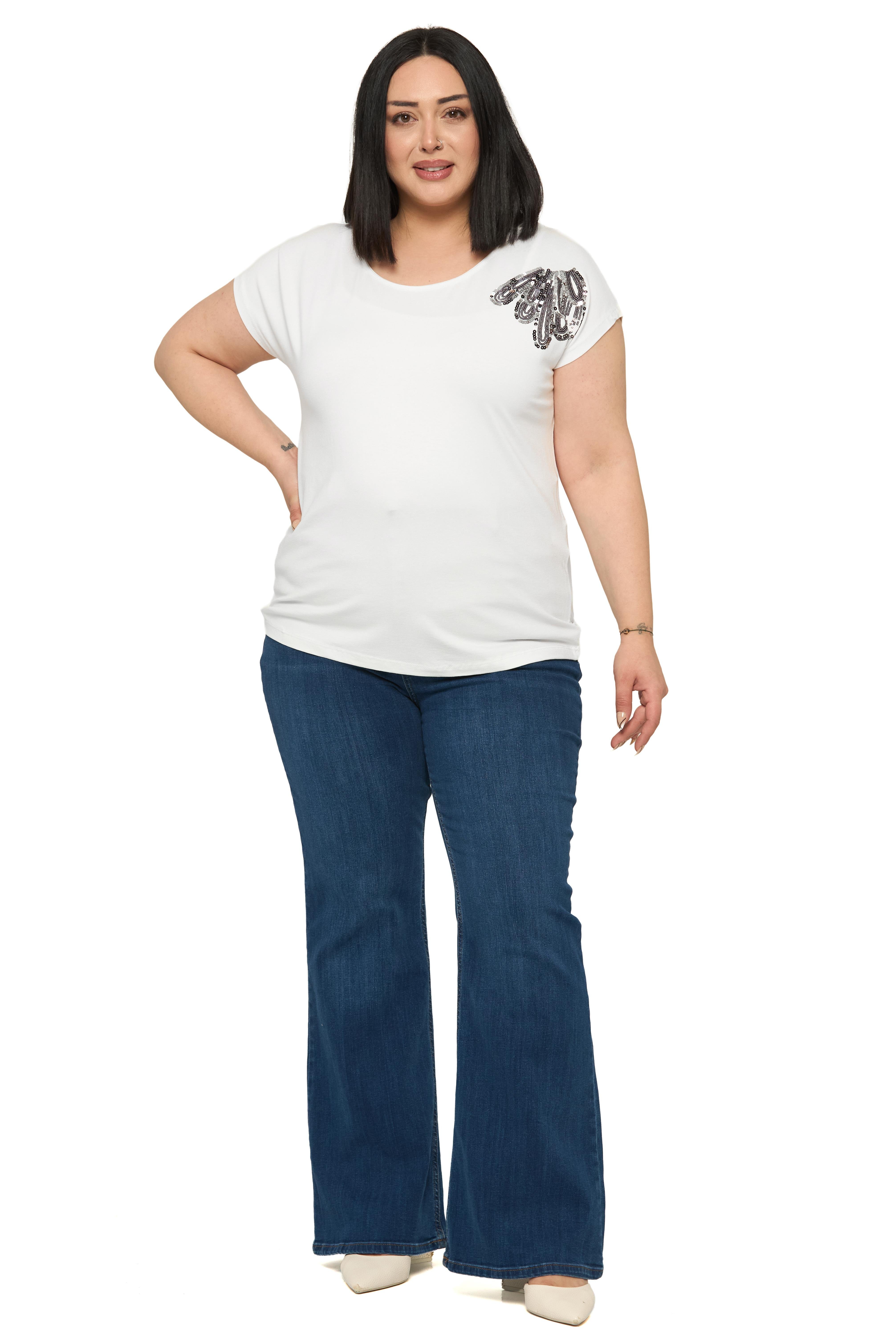 BluzDisentis Modest Büyük Beden Düşük Kısa Kollu Omuzda Damla Desenli Ekru BluzDISENTIS MODESTBüyük Beden Düşük Kısa Kollu Omuzda Damla Desenli Ekru Bluz