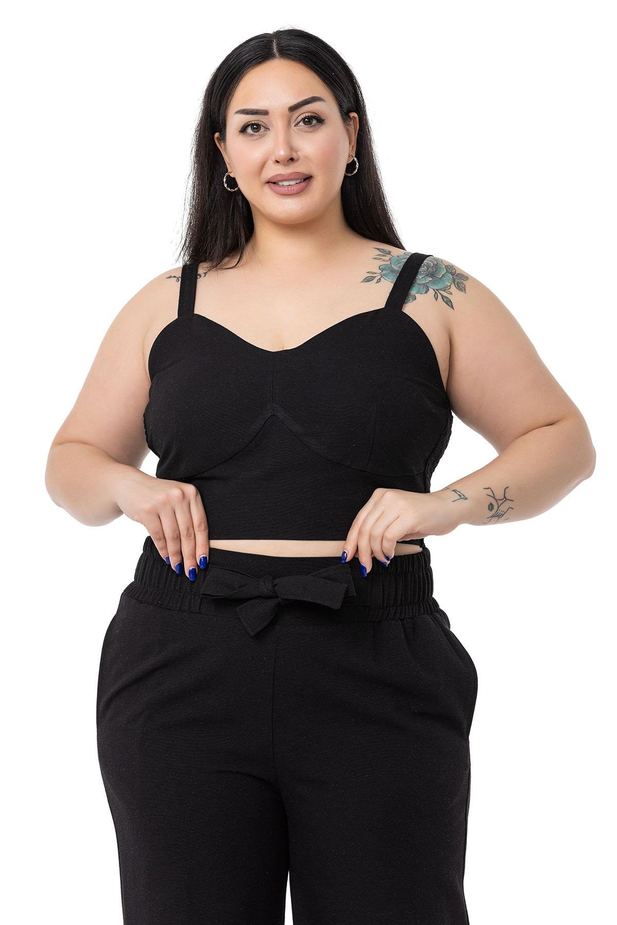 Bluz&PantolonDISENTIS MODEST GENC BUYUK BEDEN BUSTIYER PANTOLON KETEN TAKIMDISENTIS MODESTBüyük Beden Büstiyer Pantolon Siyah İkili Takım 