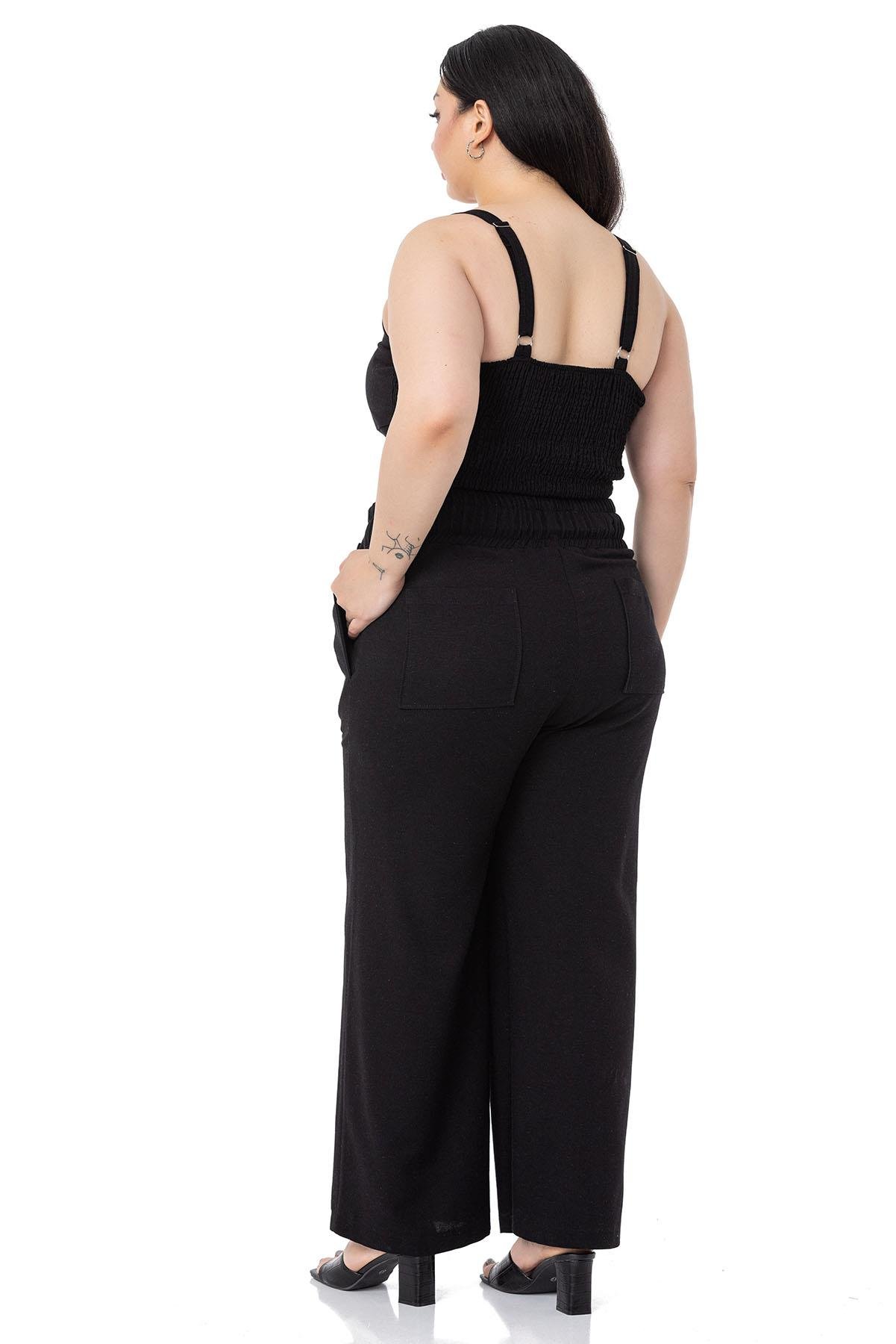 Bluz&PantolonDISENTIS MODEST GENC BUYUK BEDEN BUSTIYER PANTOLON KETEN TAKIMDISENTIS MODESTBüyük Beden Büstiyer Pantolon Siyah İkili Takım 