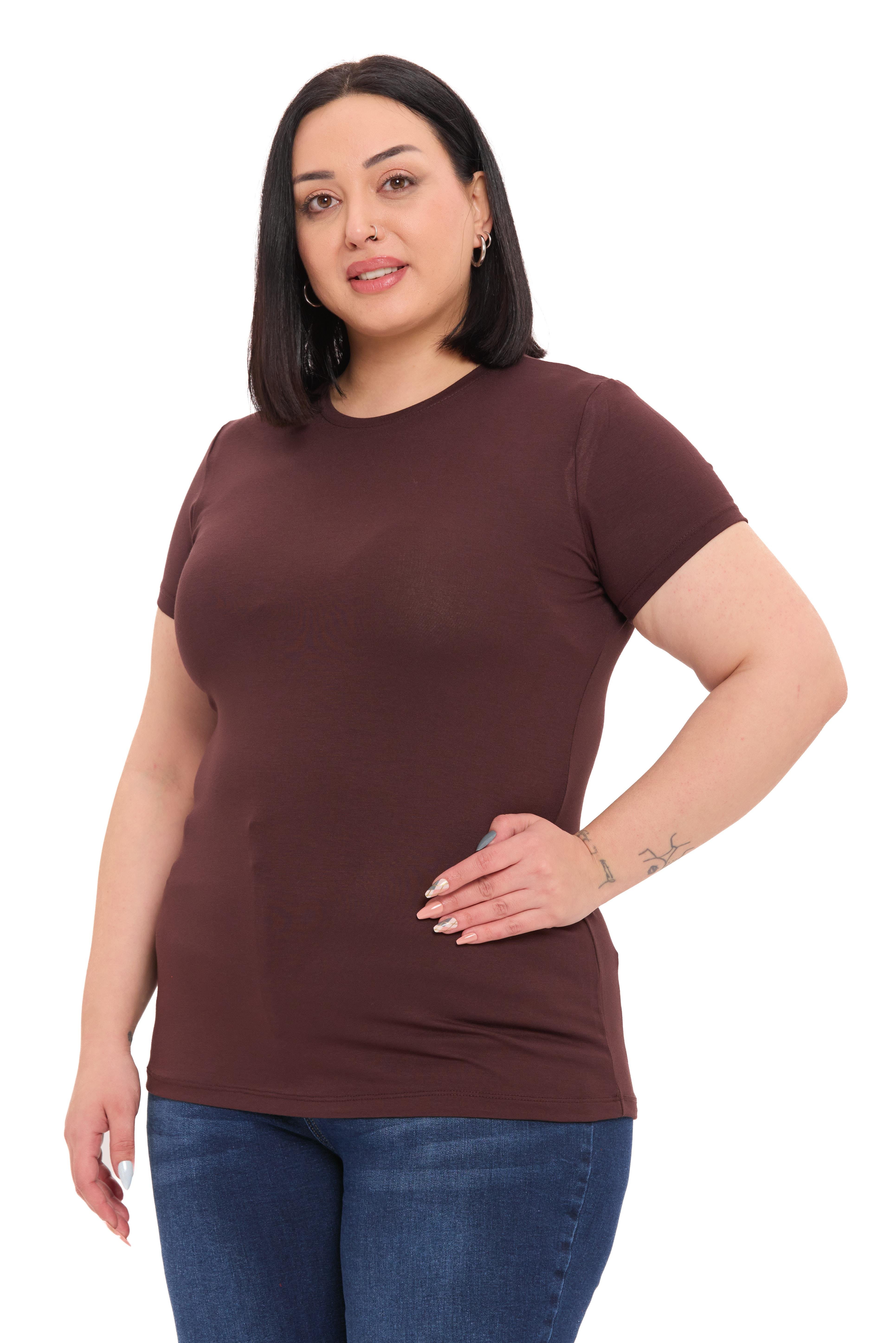 Body | TopDisentis Modest Büyük Beden Bisiklet Yaka Kısa Kollu Viskon Kahverengi BodyDISENTIS MODESTBüyük Beden Bisiklet Yaka Kısa Kollu Viskon Kahverengi Body