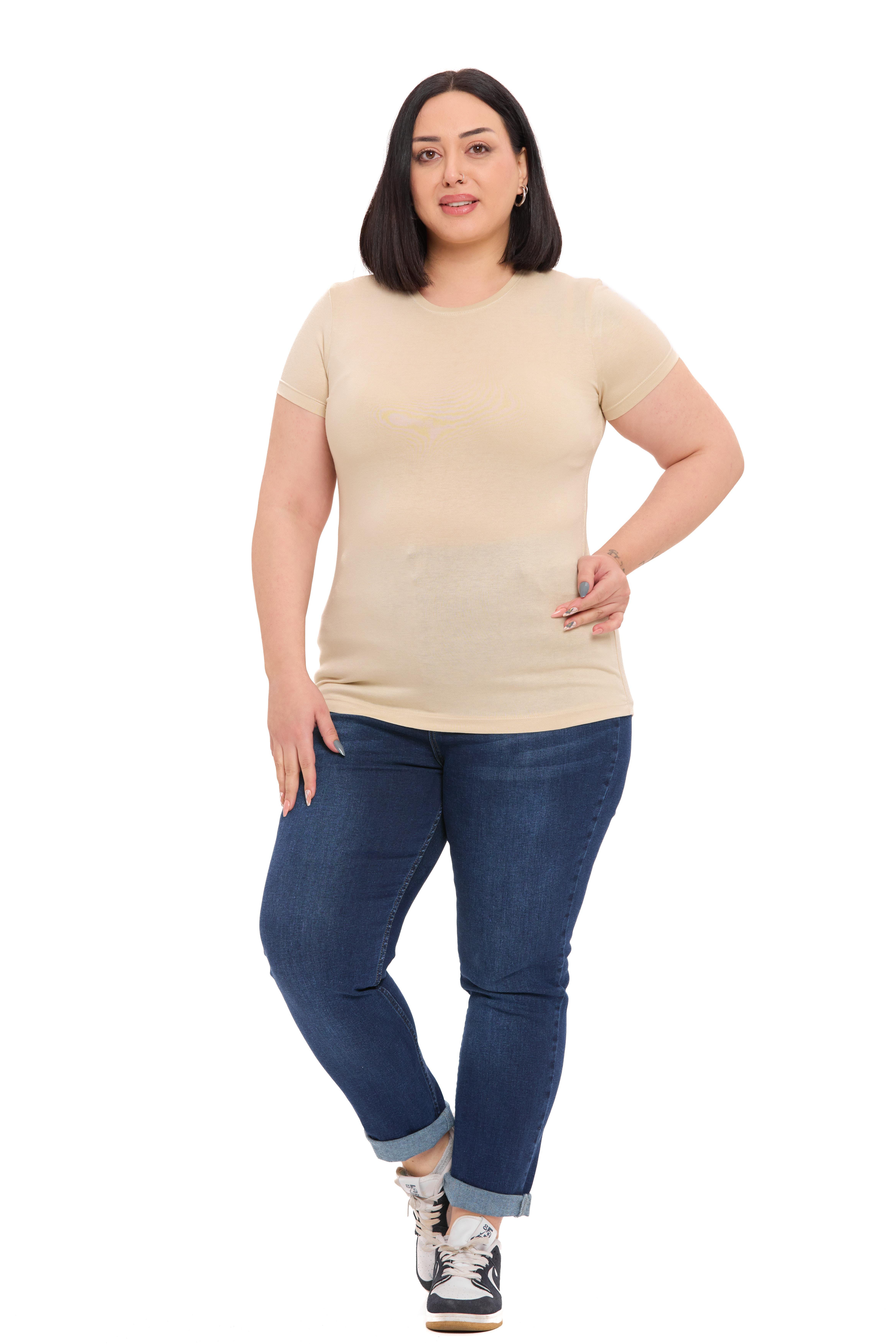 Body | TopDisentis Modest Büyük Beden Bisiklet Yaka Kısa Kollu Viskon Bej Rengi BodyDISENTIS MODESTBüyük Beden Bisiklet Yaka Kısa Kollu Viskon Bej Rengi Body