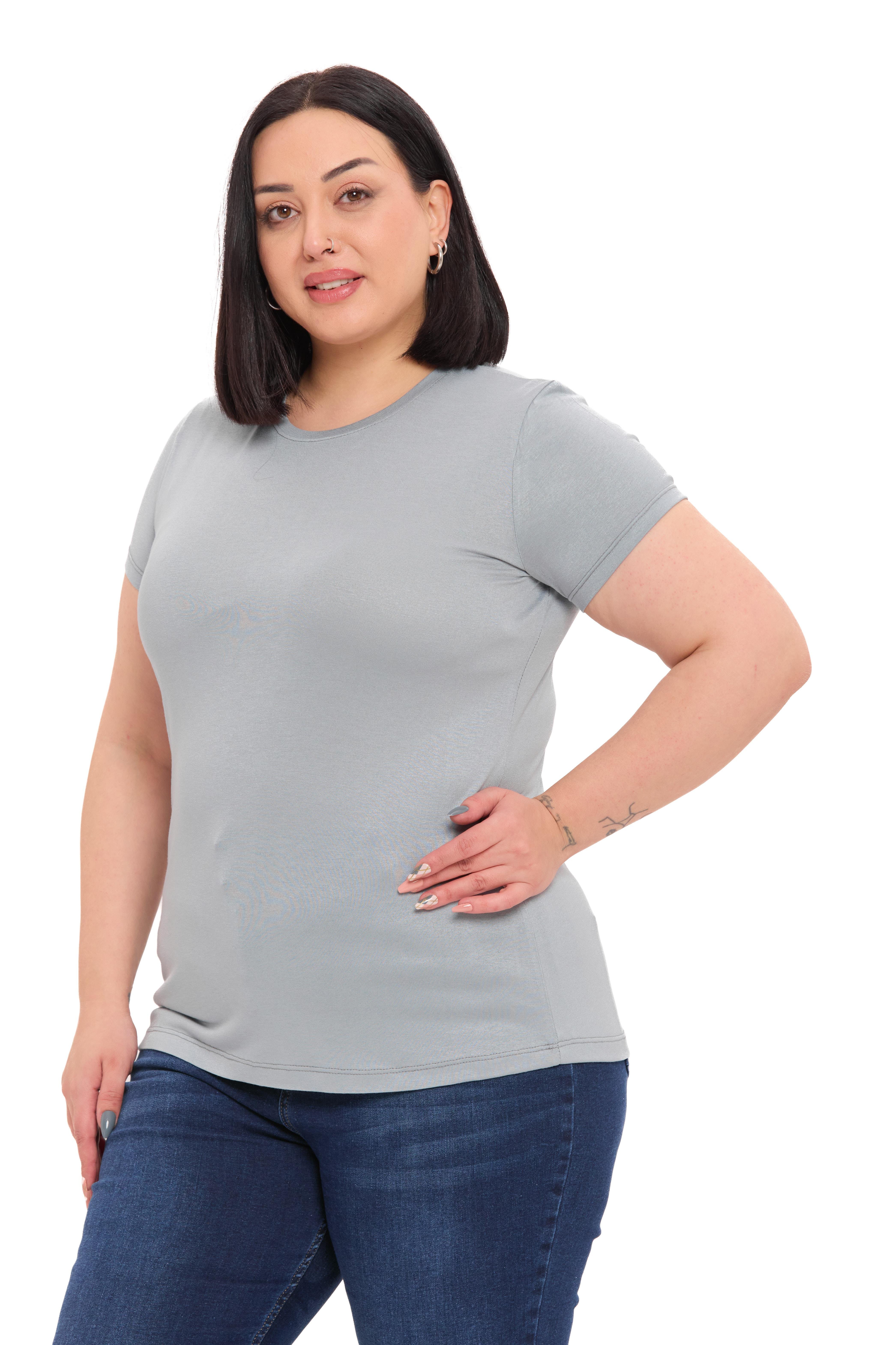 Body | TopDisentis Modest Büyük Beden Bisiklet Yaka Kısa Kollu Viskon Açık Gri BodyDISENTIS MODESTBüyük Beden Bisiklet Yaka Kısa Kollu Viskon Açık Gri Body