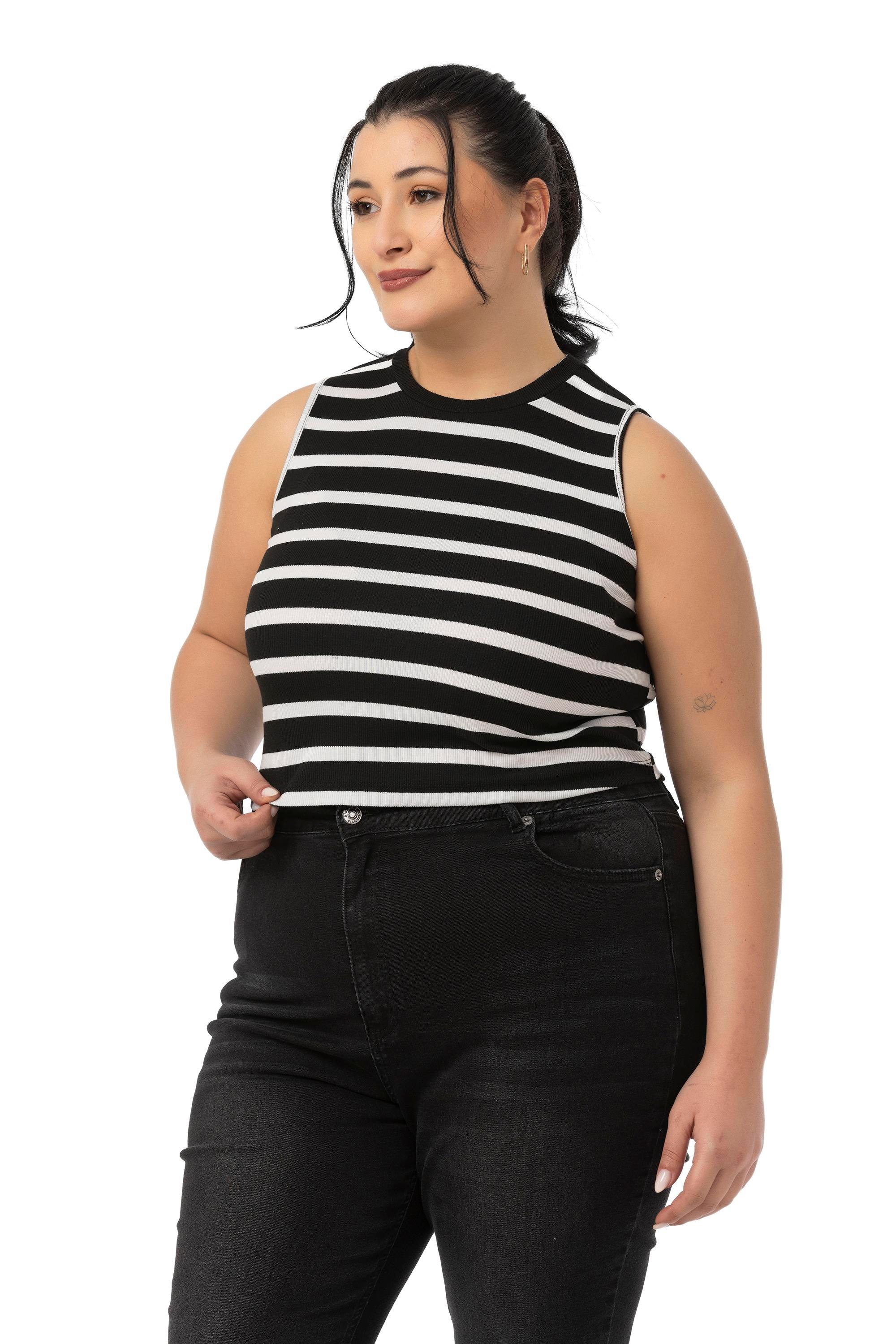 Body | TopsDisentis Modest Büyük Beden Kalın Çizgili Kısa Siyah Beyaz BodyDISENTIS MODESTBüyük Beden Kalın Çizgili Kısa Siyah Beyaz Body