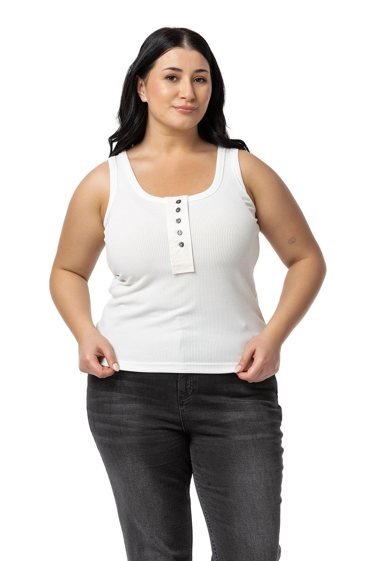 Body | TopDisentis Modest Büyük Beden Poplin Patlı Kaşkorse Ekru AtletDISENTIS MODESTBüyük Beden Poplin Patlı Kaşkorse Ekru Body