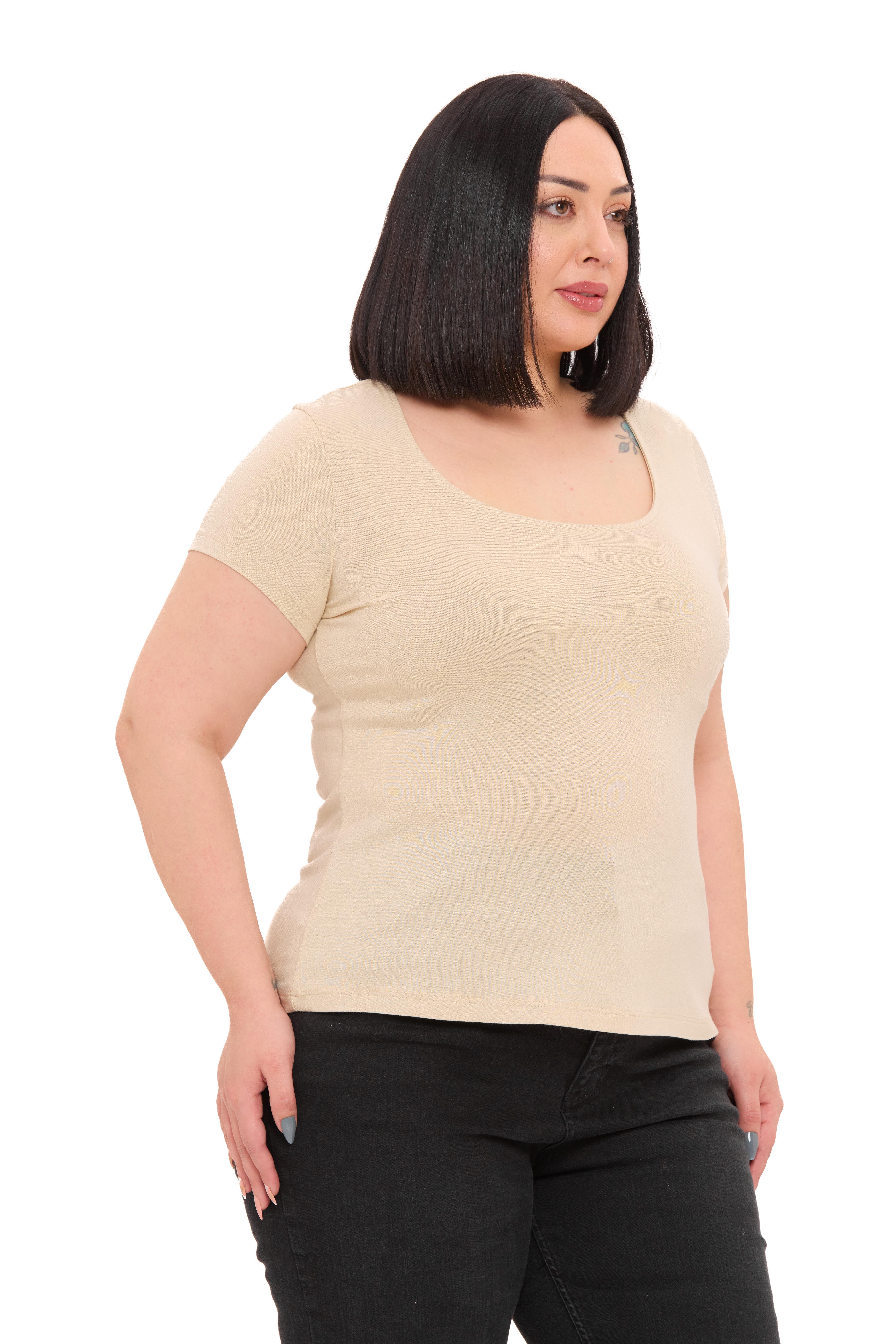 Body | TopDisentis Modest Büyük Beden U Yaka Kısa Kollu Viskon Bej Rengi BodyDISENTIS MODESTBüyük Beden U Yaka Kısa Kollu Viskon Bej Rengi Body