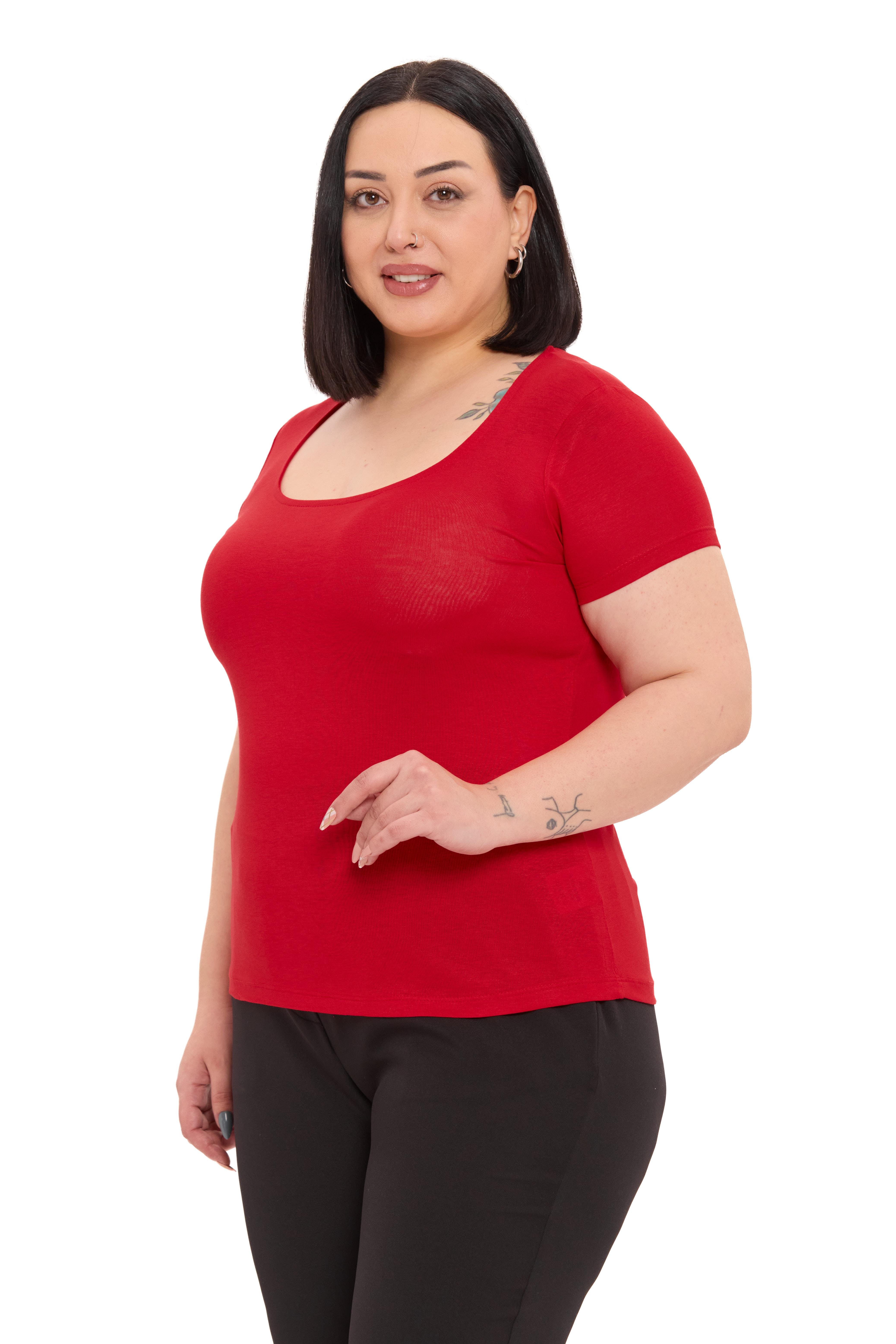 Body | TopDisentis Modest Büyük Beden U Yaka Kısa Kollu Viskon Kırmızı BodyDISENTIS MODESTBüyük Beden U Yaka Kısa Kollu Viskon Kırmızı Body