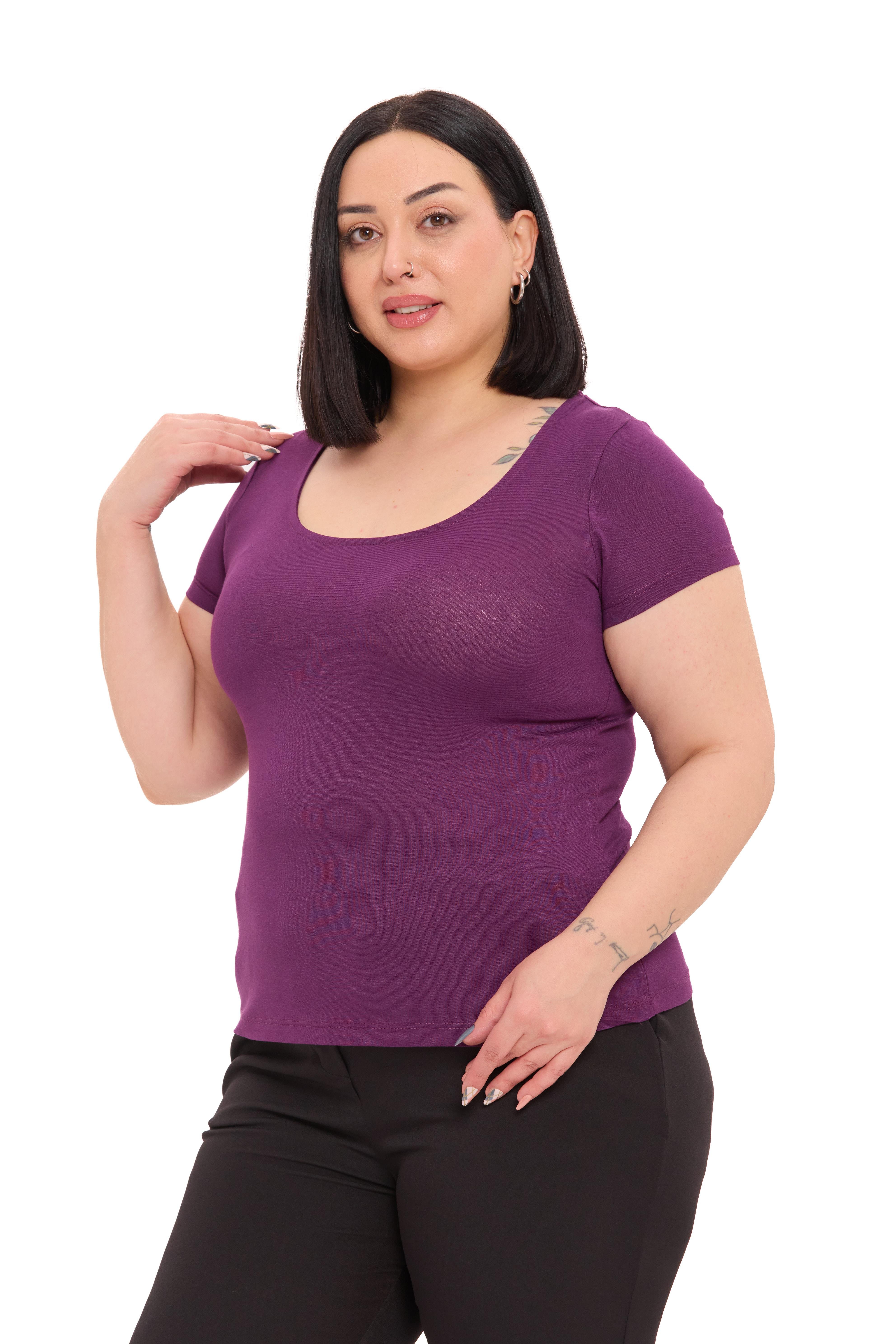 Body | TopDisentis Modest Büyük Beden U Yaka Kısa Kollu Viskon Mürdüm BodyDISENTIS MODESTBüyük Beden U Yaka Kısa Kollu Viskon Mürdüm Body