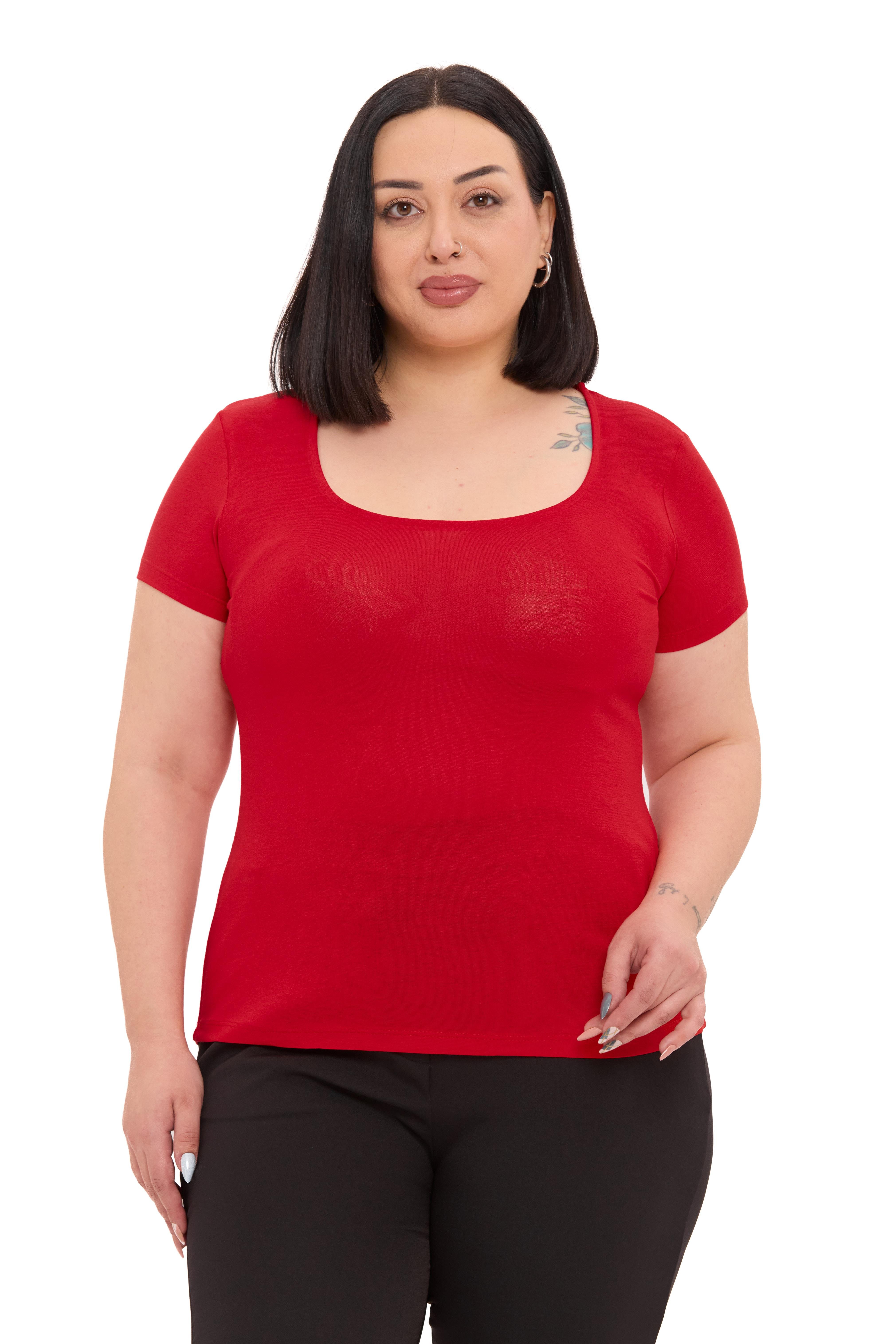 Body | TopDisentis Modest Büyük Beden U Yaka Kısa Kollu Viskon Kırmızı BodyDISENTIS MODESTBüyük Beden U Yaka Kısa Kollu Viskon Kırmızı Body