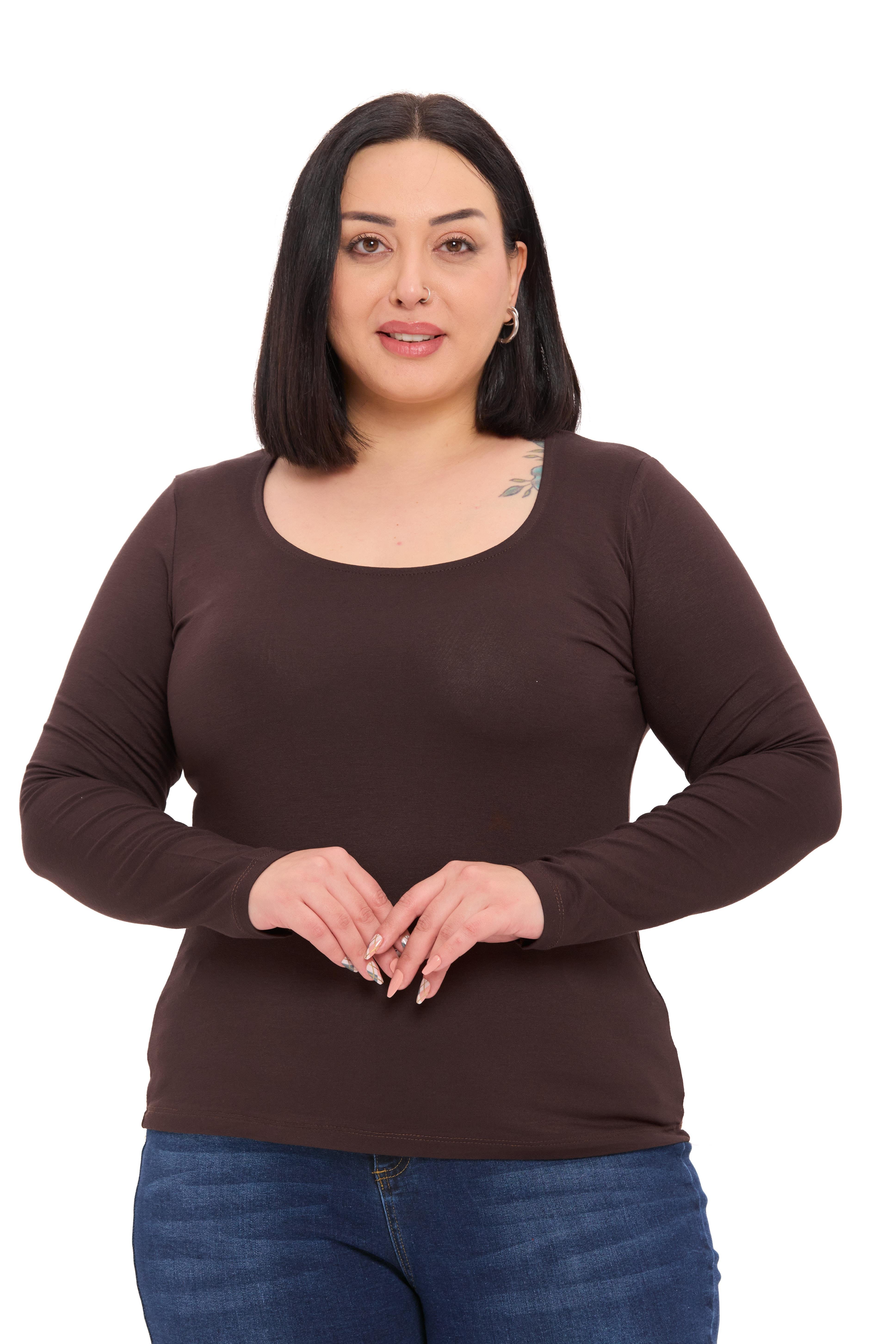 Body | TopDisentis Modest Büyük Beden U Yaka Uzun Kollu Viskon Kahverengi BodyDISENTIS MODESTBüyük Beden U Yaka Uzun Kollu Viskon Kahverengi Body