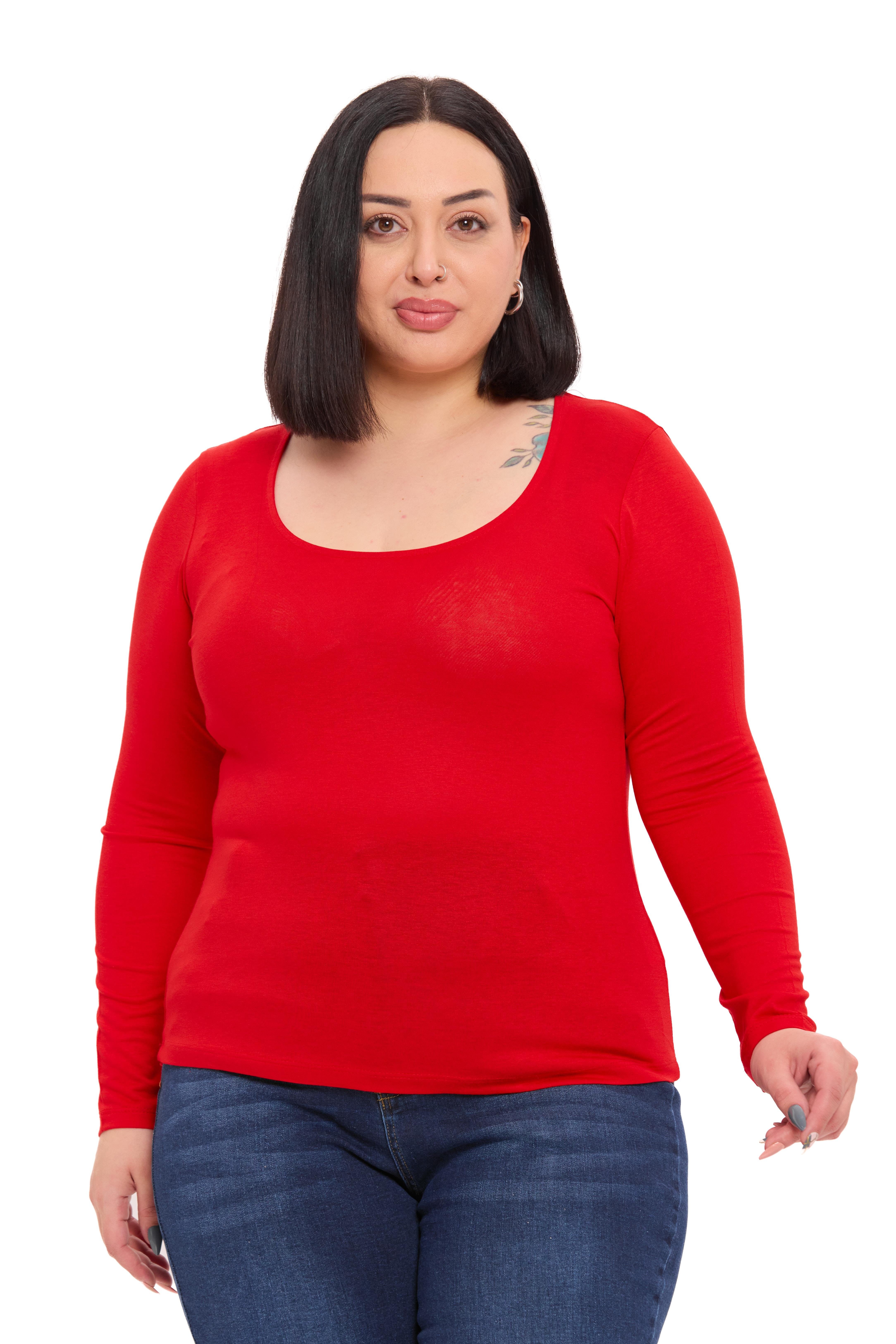 Body | TopDisentis Modest Büyük Beden U Yaka Uzun Kollu Viskon Kırmızı BodyDISENTIS MODESTBüyük Beden U Yaka Uzun Kollu Viskon Kırmızı Body