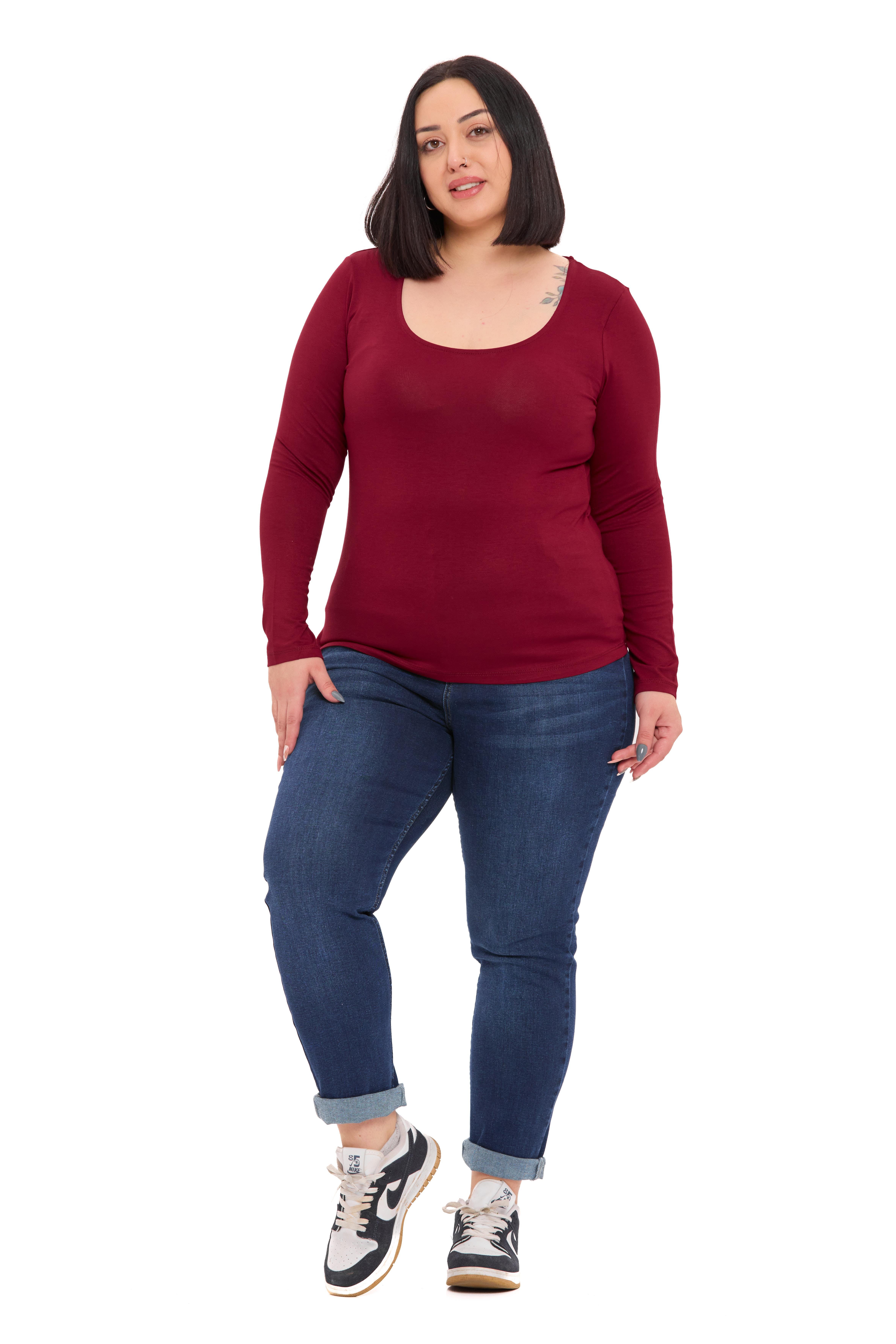 Body | TopDisentis Modest Büyük Beden U Yaka Uzun Kollu Viskon Bordo BodyDISENTIS MODESTBüyük Beden U Yaka Uzun Kollu Viskon Bordo Body