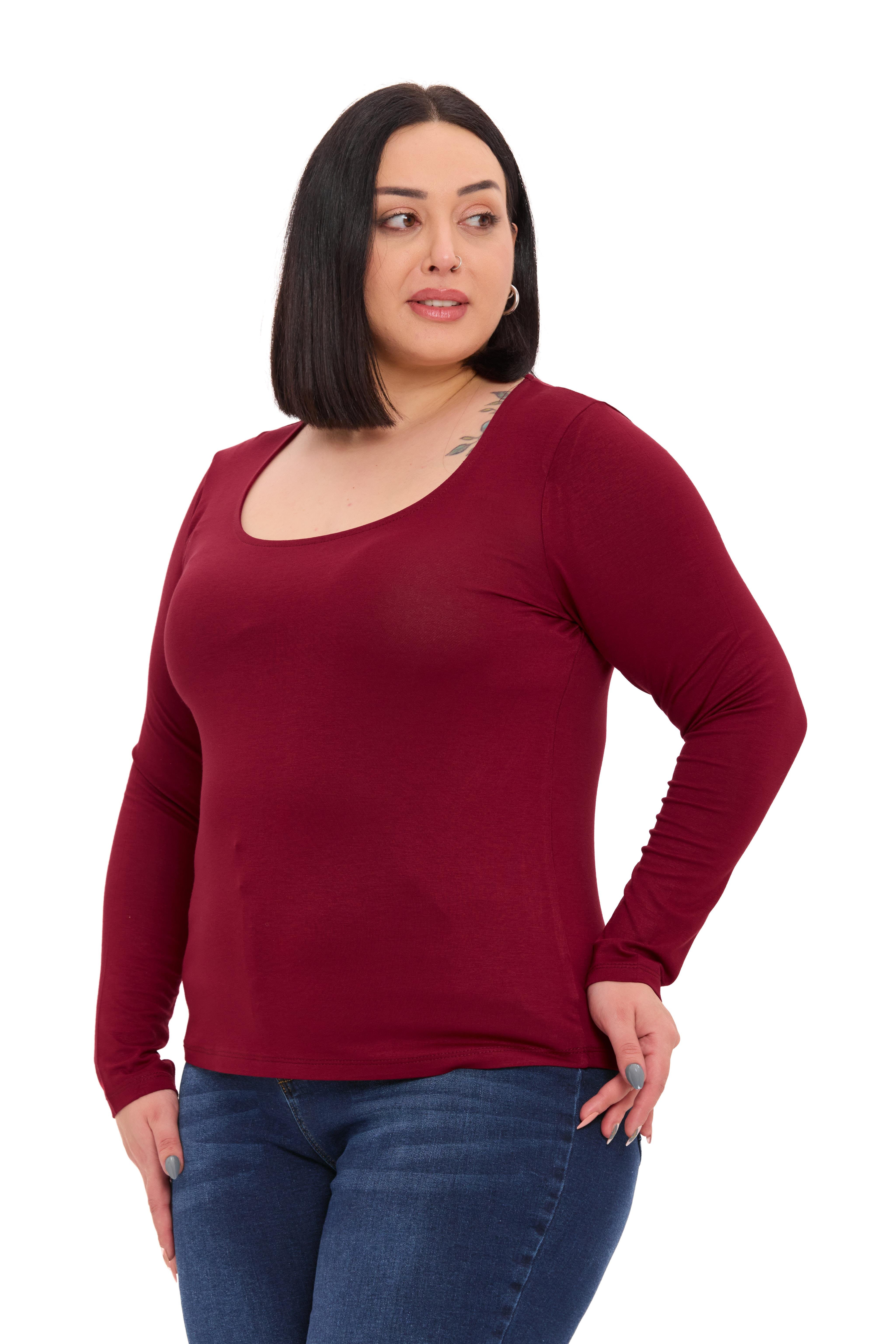 Body | TopDisentis Modest Büyük Beden U Yaka Uzun Kollu Viskon Bordo BodyDISENTIS MODESTBüyük Beden U Yaka Uzun Kollu Viskon Bordo Body