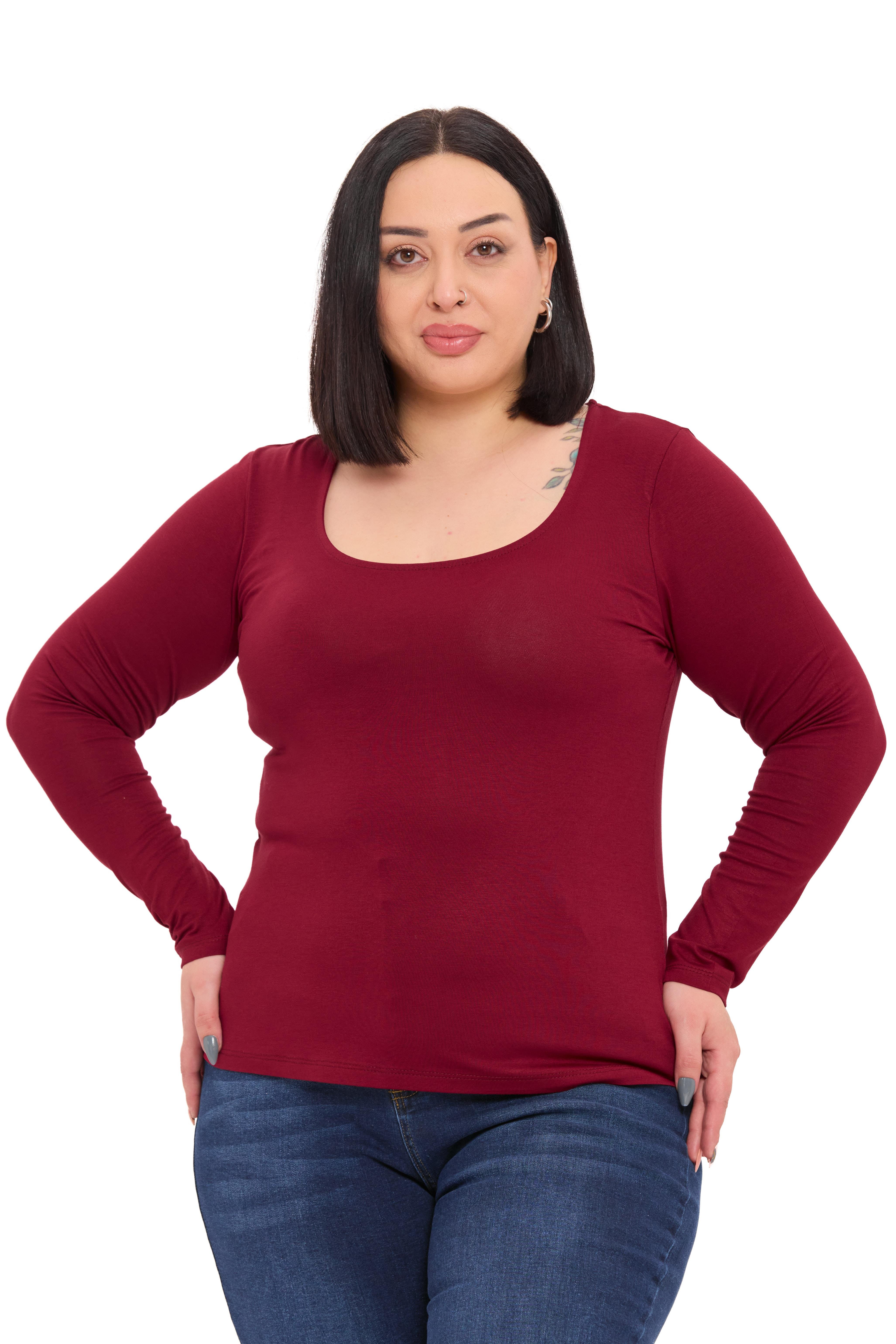 Body | TopDisentis Modest Büyük Beden U Yaka Uzun Kollu Viskon Bordo BodyDISENTIS MODESTBüyük Beden U Yaka Uzun Kollu Viskon Bordo Body