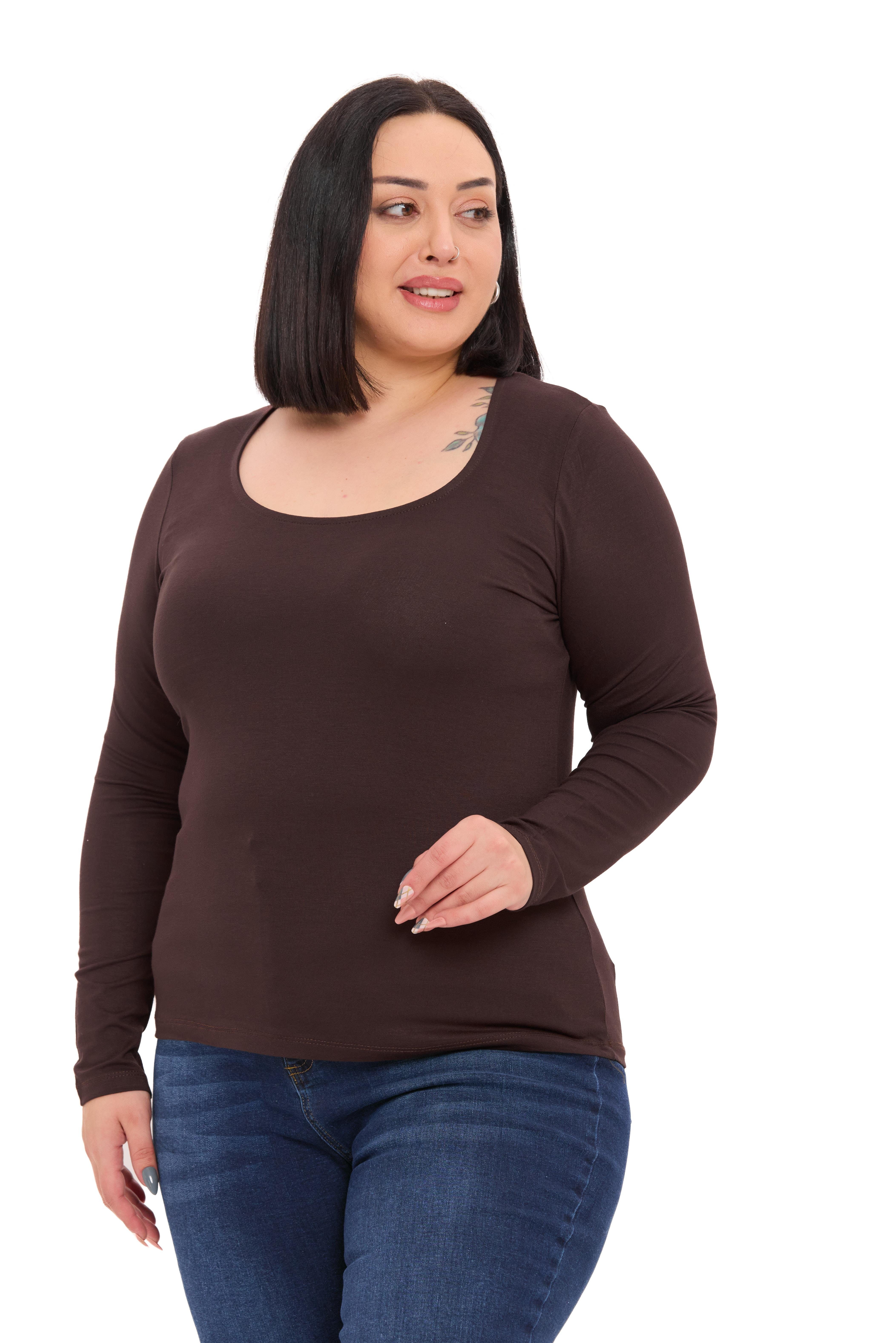 Body | TopDisentis Modest Büyük Beden U Yaka Uzun Kollu Viskon Kahverengi BodyDISENTIS MODESTBüyük Beden U Yaka Uzun Kollu Viskon Kahverengi Body