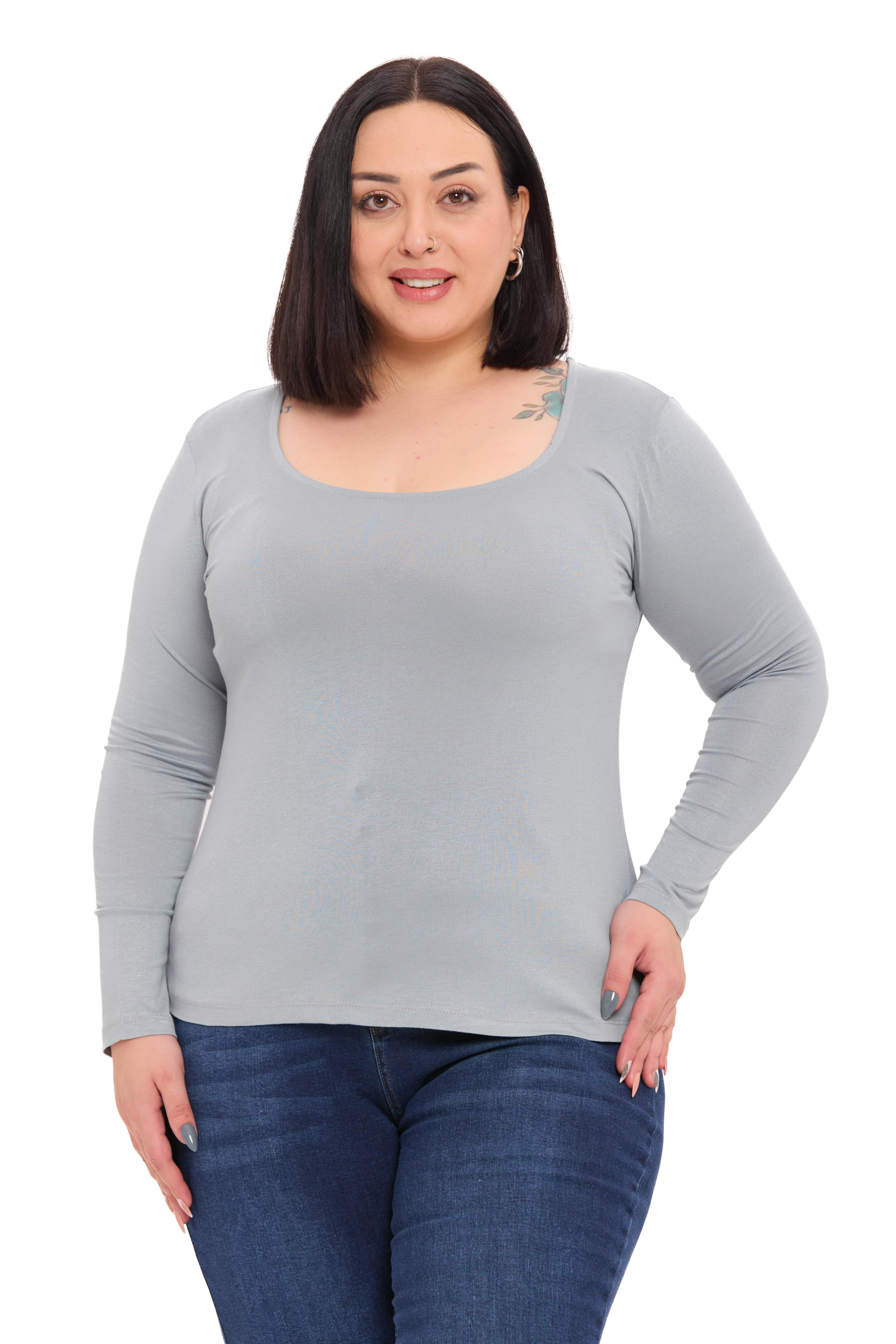 Body | TopDisentis Modest Büyük Beden U Yaka Uzun Kollu Viskon Açık Gri BodyDISENTIS MODESTBüyük Beden U Yaka Uzun Kollu Viskon Açık Gri Body