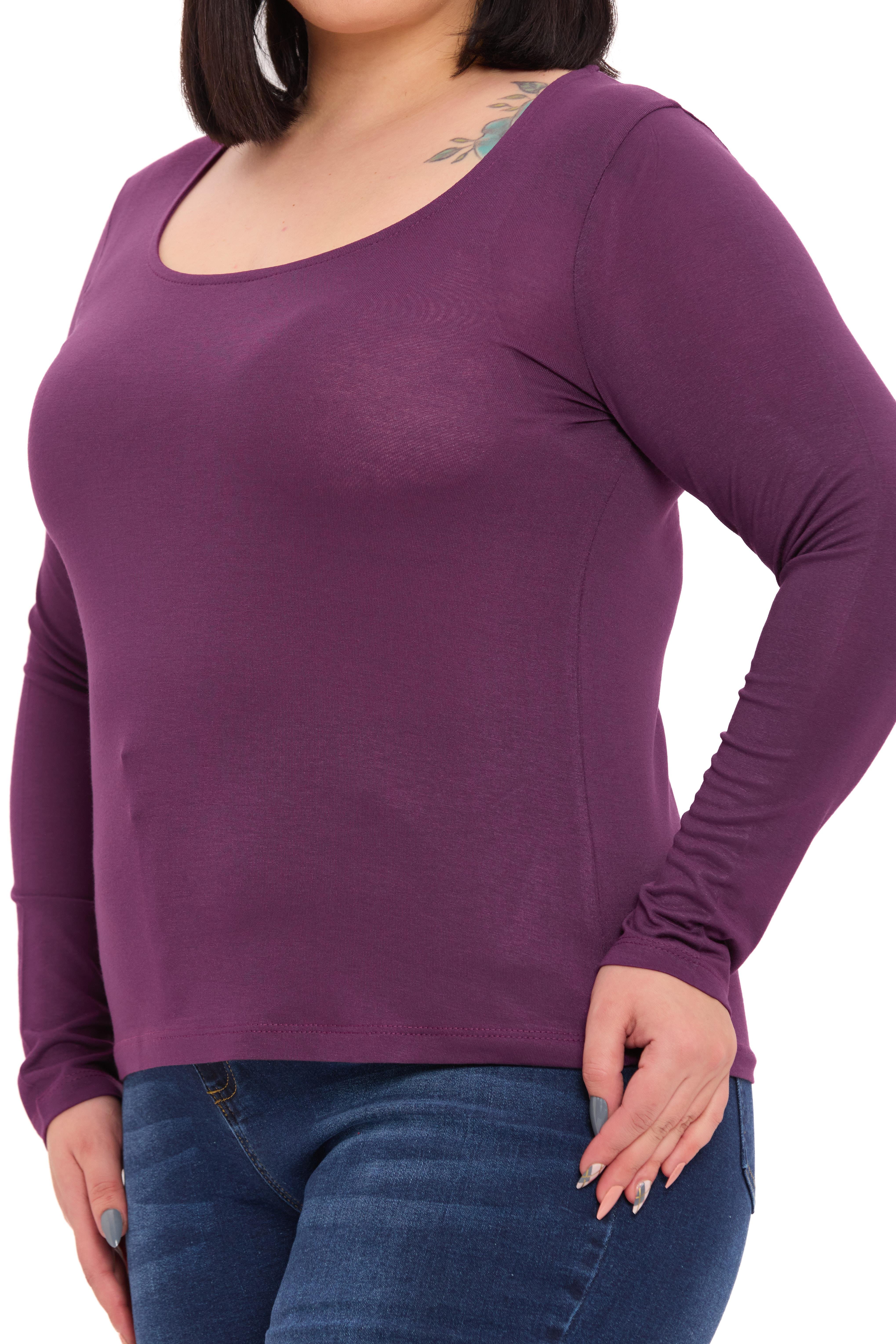 Body | TopDisentis Modest Büyük Beden U Yaka Uzun Kollu Viskon Mürdüm BodyDISENTIS MODESTBüyük Beden U Yaka Uzun Kollu Viskon Mürdüm Body