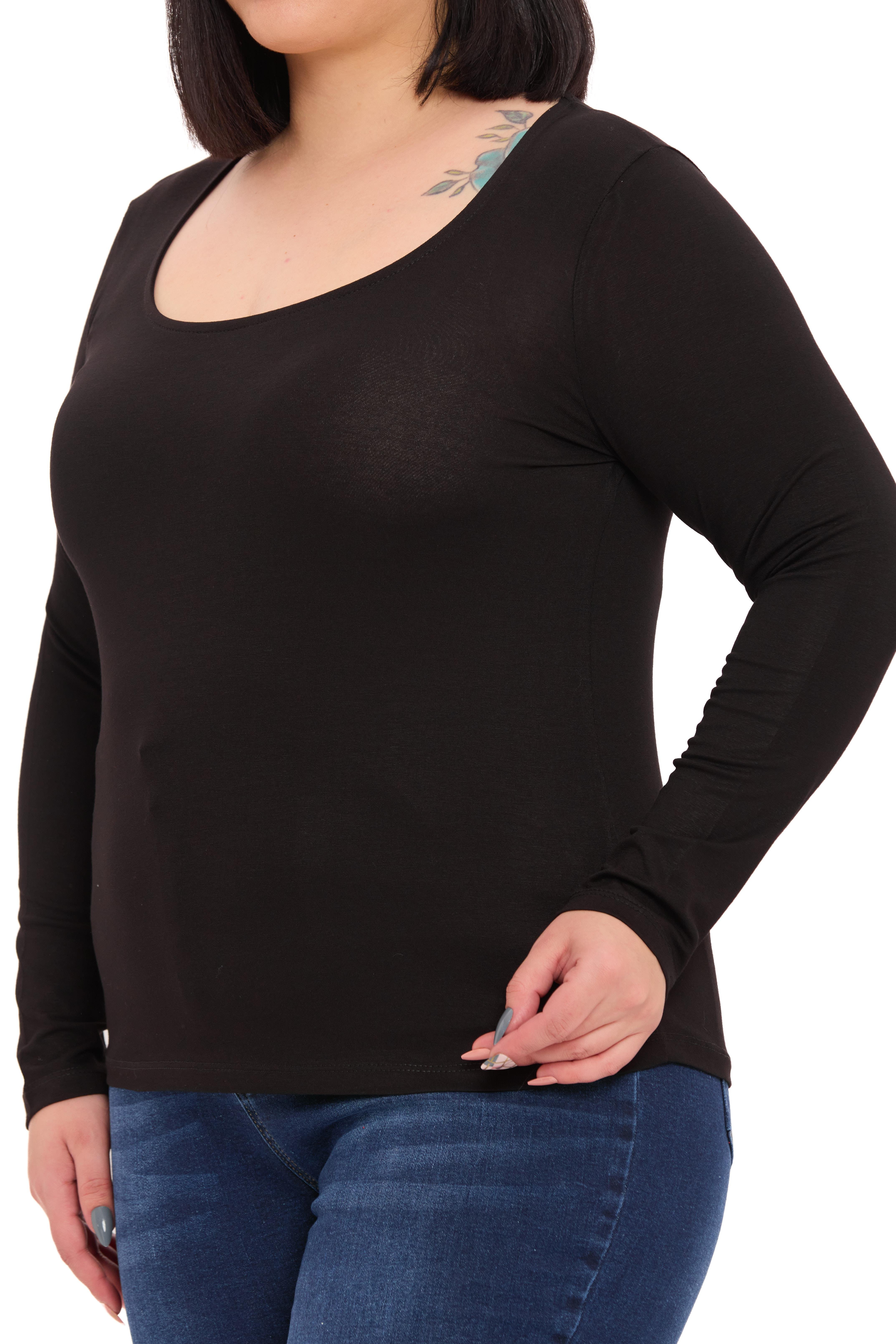 Body | TopDisentis Modest Büyük Beden U Yaka Uzun Kollu Viskon Siyah BodyDISENTIS MODESTBüyük Beden U Yaka Uzun Kollu Viskon Siyah Body