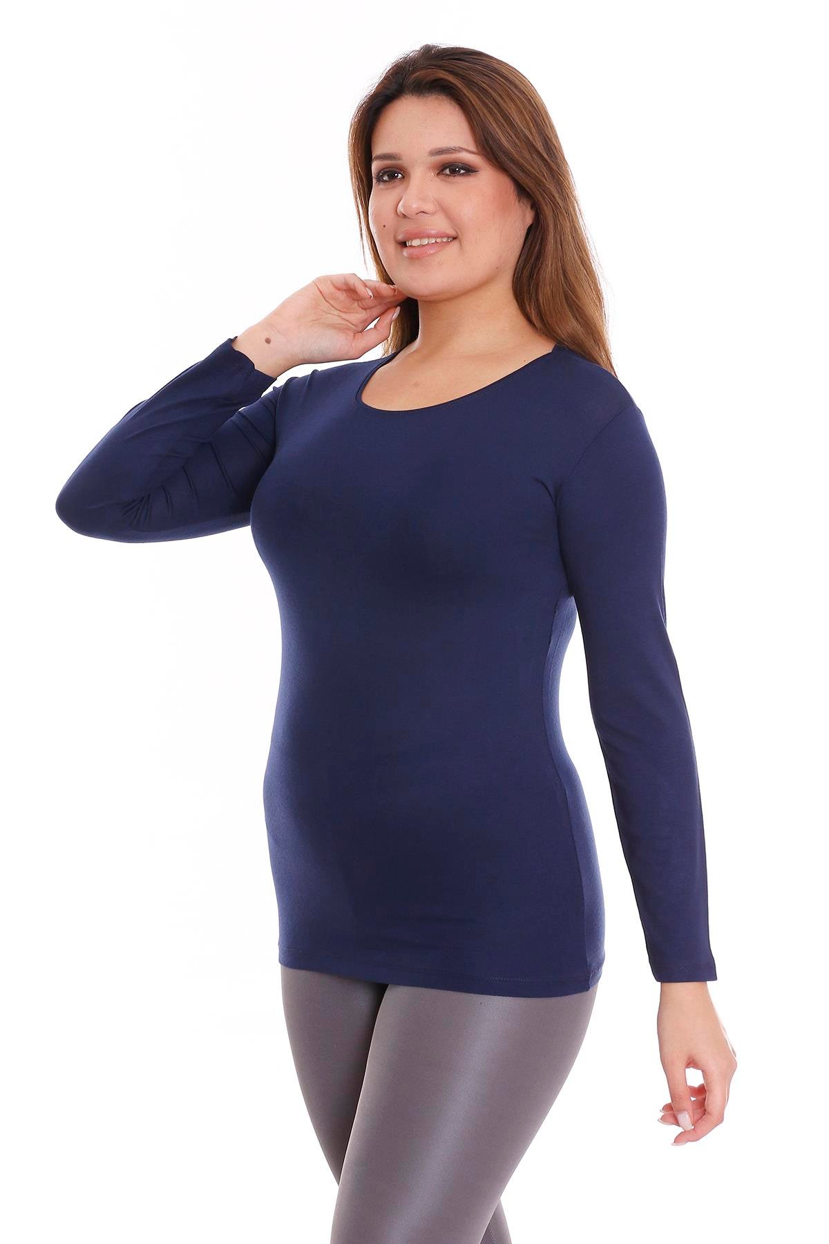 Body | TopBüyük Beden Yuvarlak Yaka Uzun Kollu Viskon Lacivert BodydisentisBüyük Beden Yuvarlak Yaka Uzun Kollu Viskon Lacivert Body