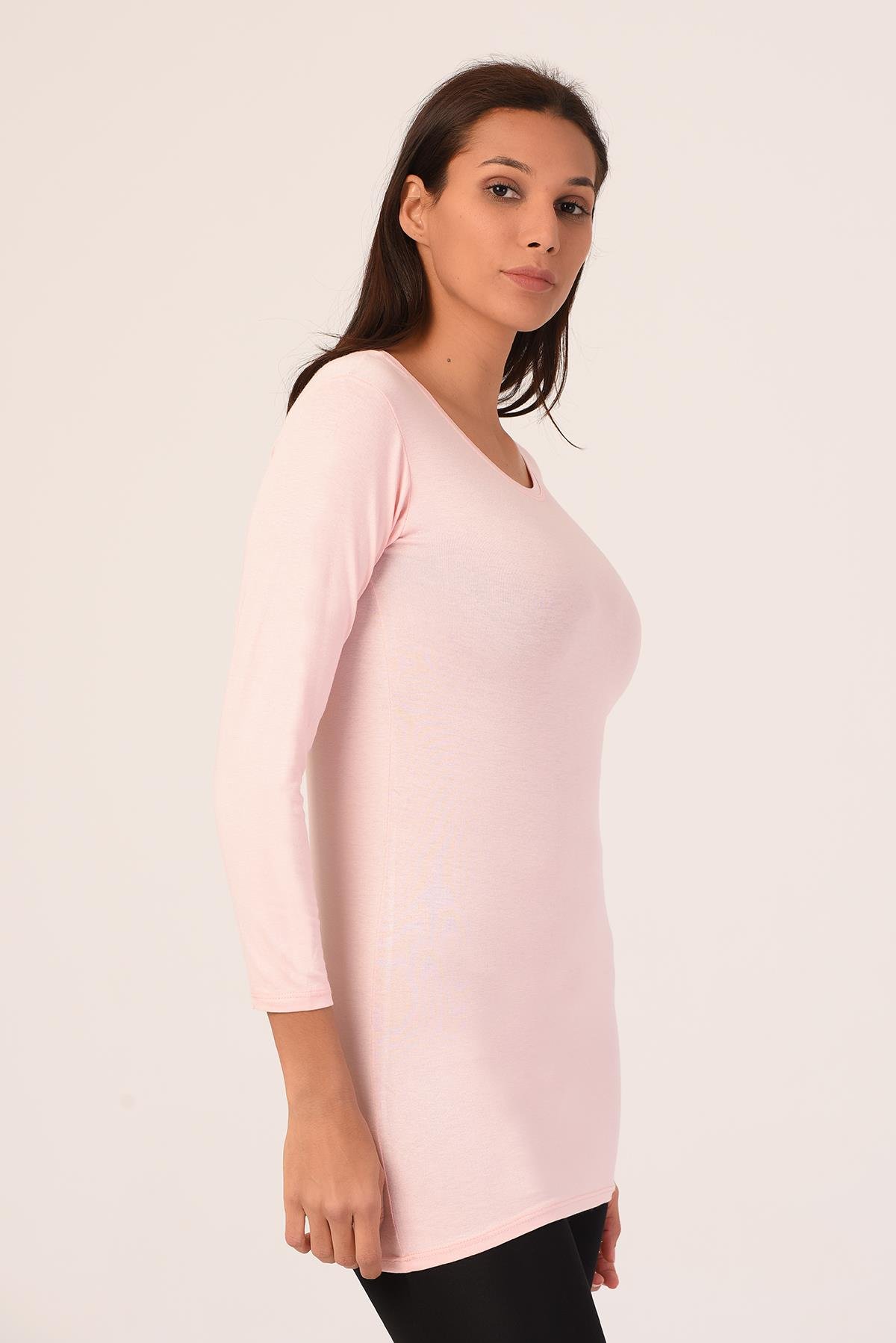Body | TopsdisentisYuvarlak Yaka Uzun Kollu Viskon Uzun Pembe Body