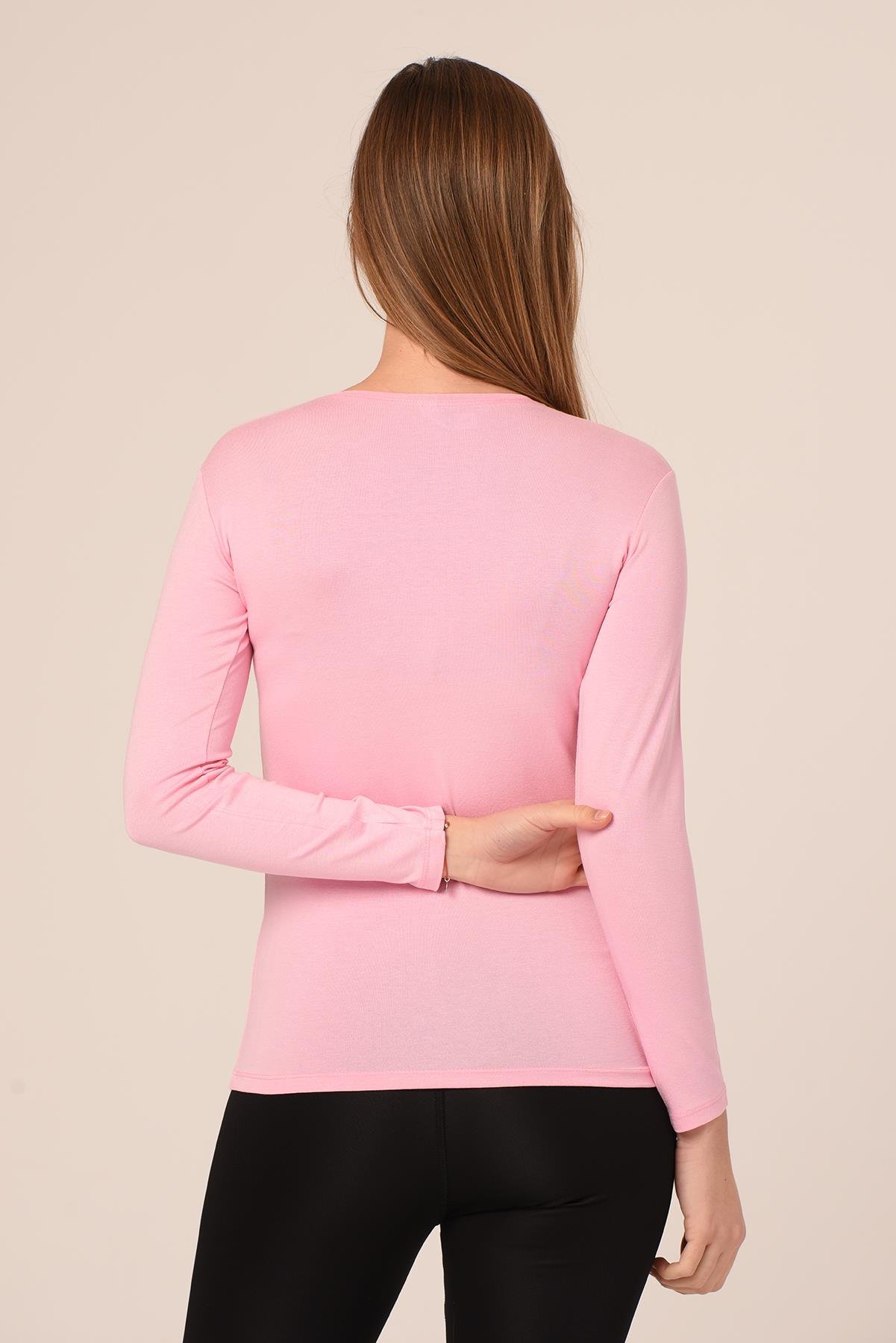 Body | TopYuvarlak Yaka Uzun Kollu Viskon Pembe BodydisentisYuvarlak Yaka Uzun Kollu Viskon Pembe Body