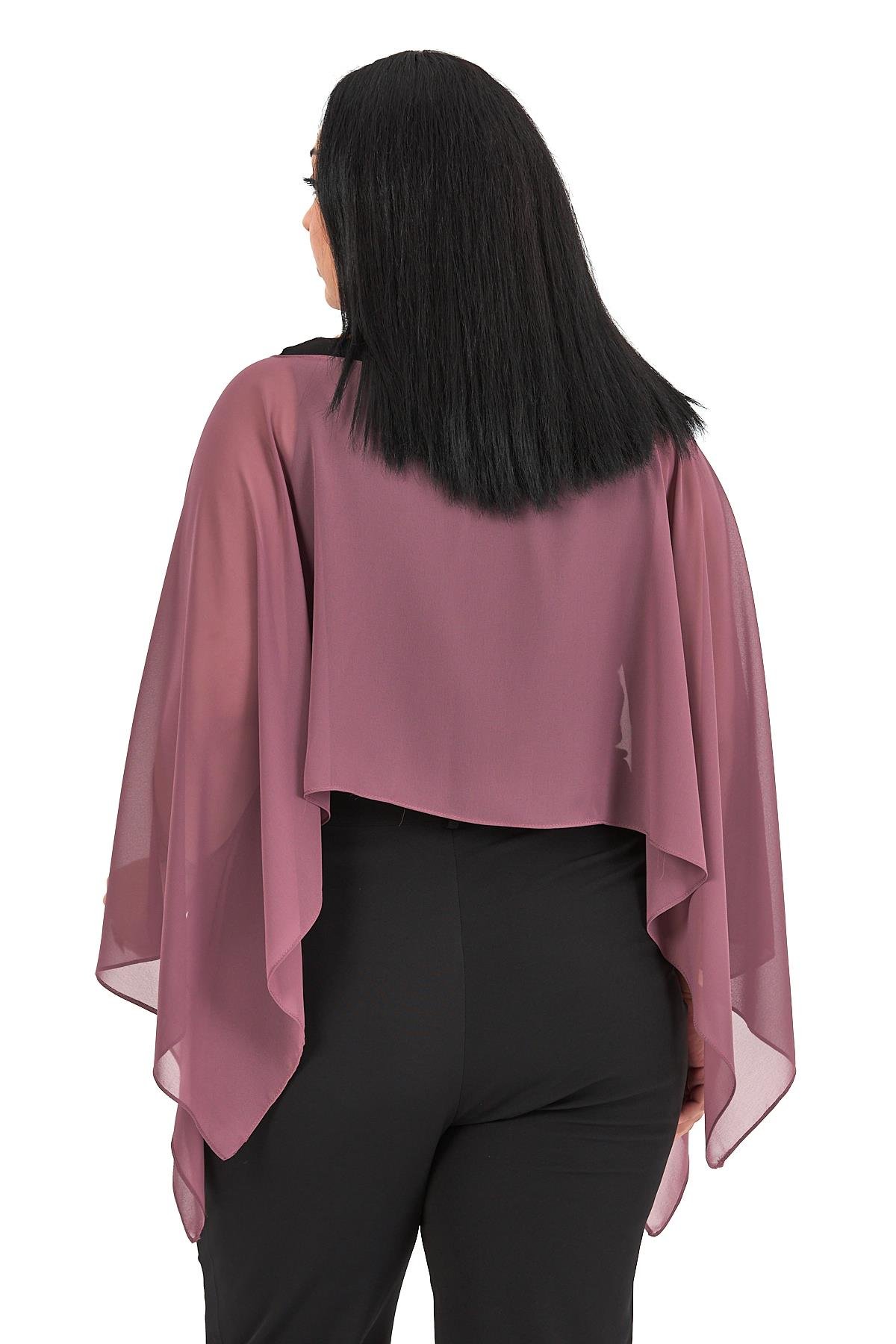 Bolero | Kimono | KapDisentis Modest Büyük Beden Asimetrik Kesim Şifon Gül Kurusu Pelerin BoleroDISENTIS MODESTBüyük Beden Asimetrik Kesim Şifon Gül Kurusu Pelerin Bolero