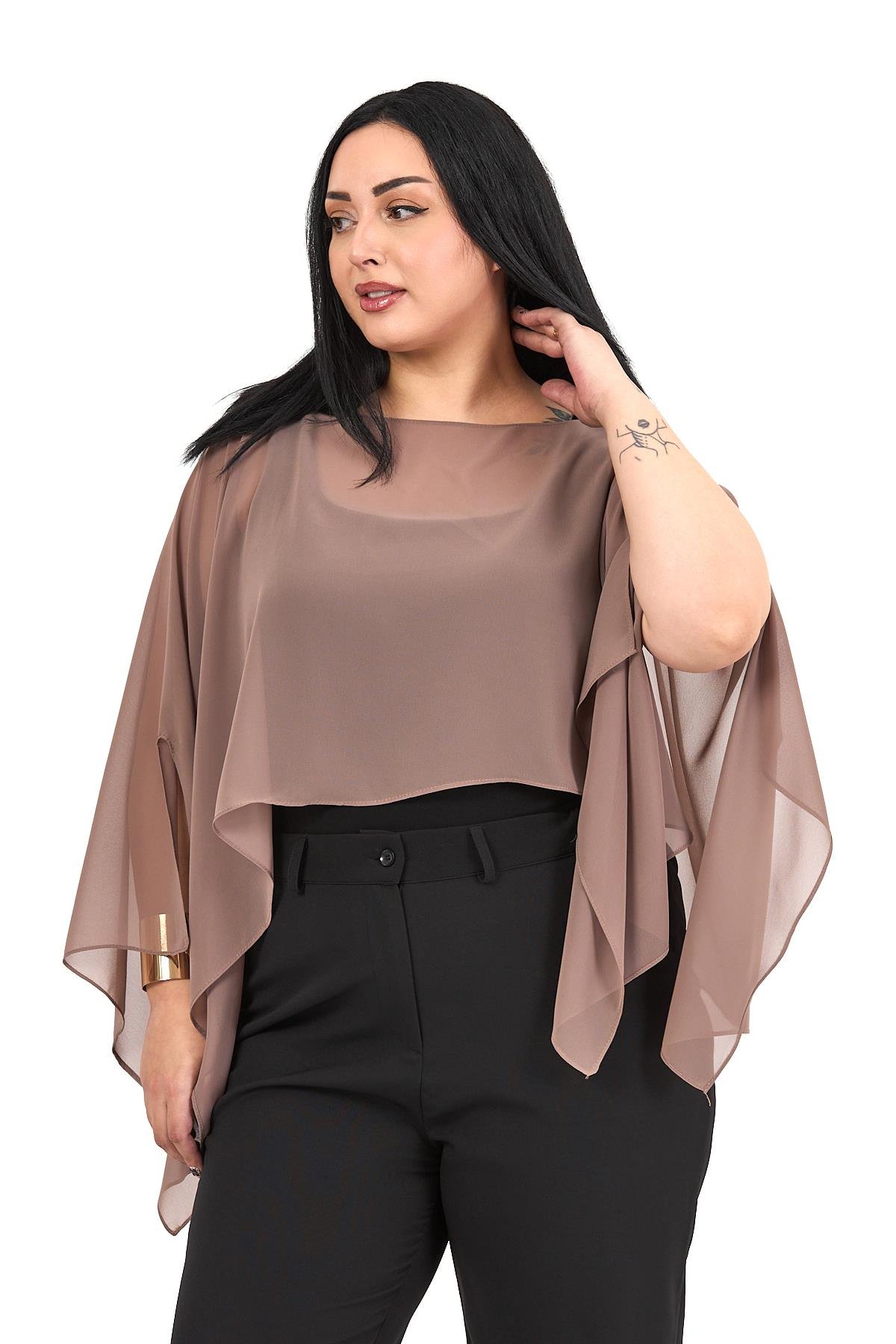 Bolero | Kimono | KapDisentis Modest Büyük Beden Asimetrik Kesim Şifon Vizon Pelerin BoleroDISENTIS MODESTBüyük Beden Asimetrik Kesim Şifon Vizon Pelerin Bolero