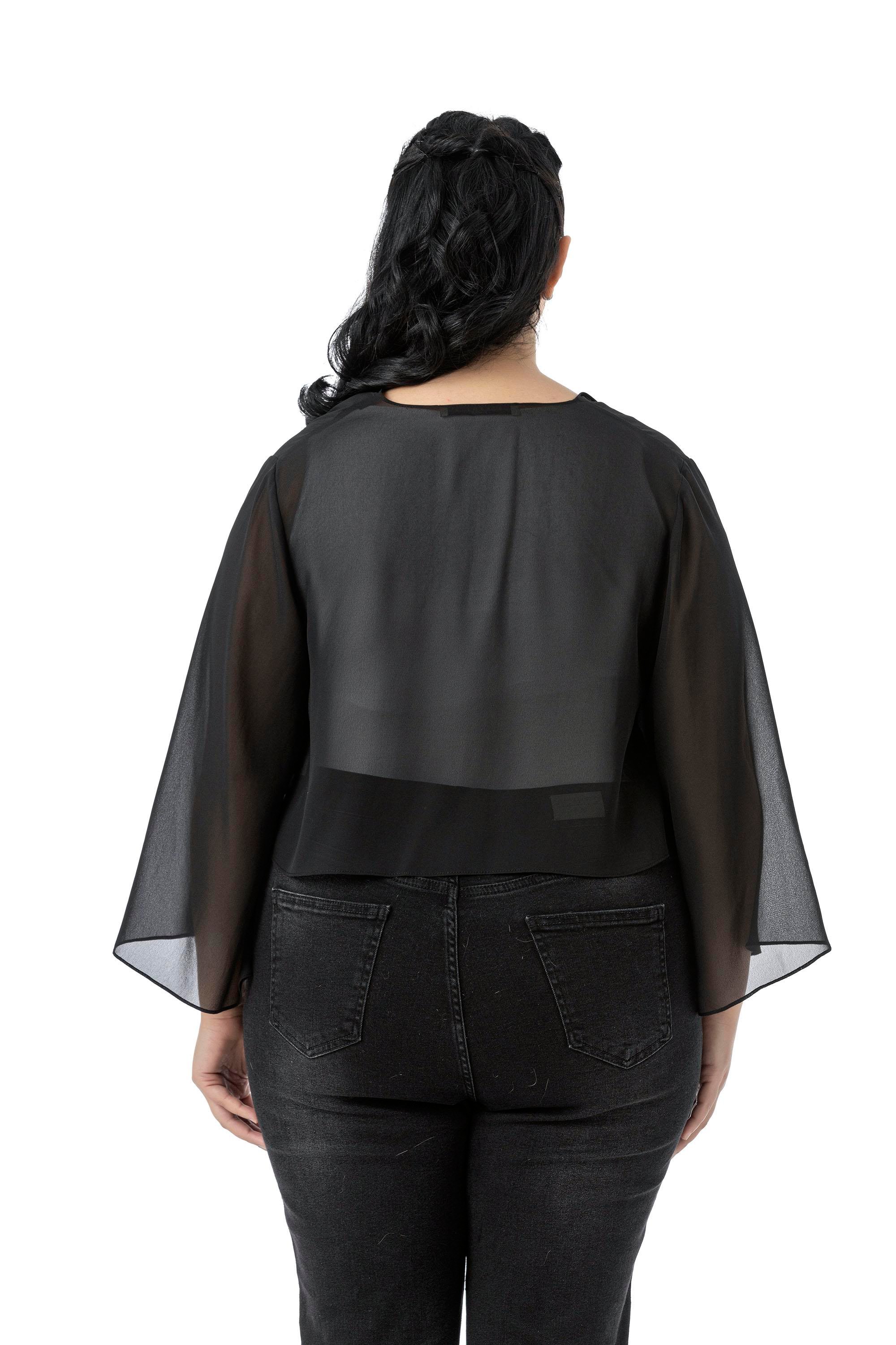 Bolero | Kimono | KapDisentis Modest Büyük Beden Kolu Yırtmaç Detaylı Şifon Siyah BoleroDISENTIS MODESTBüyük Beden Kolu Yırtmaç Detaylı Şifon Siyah Bolero