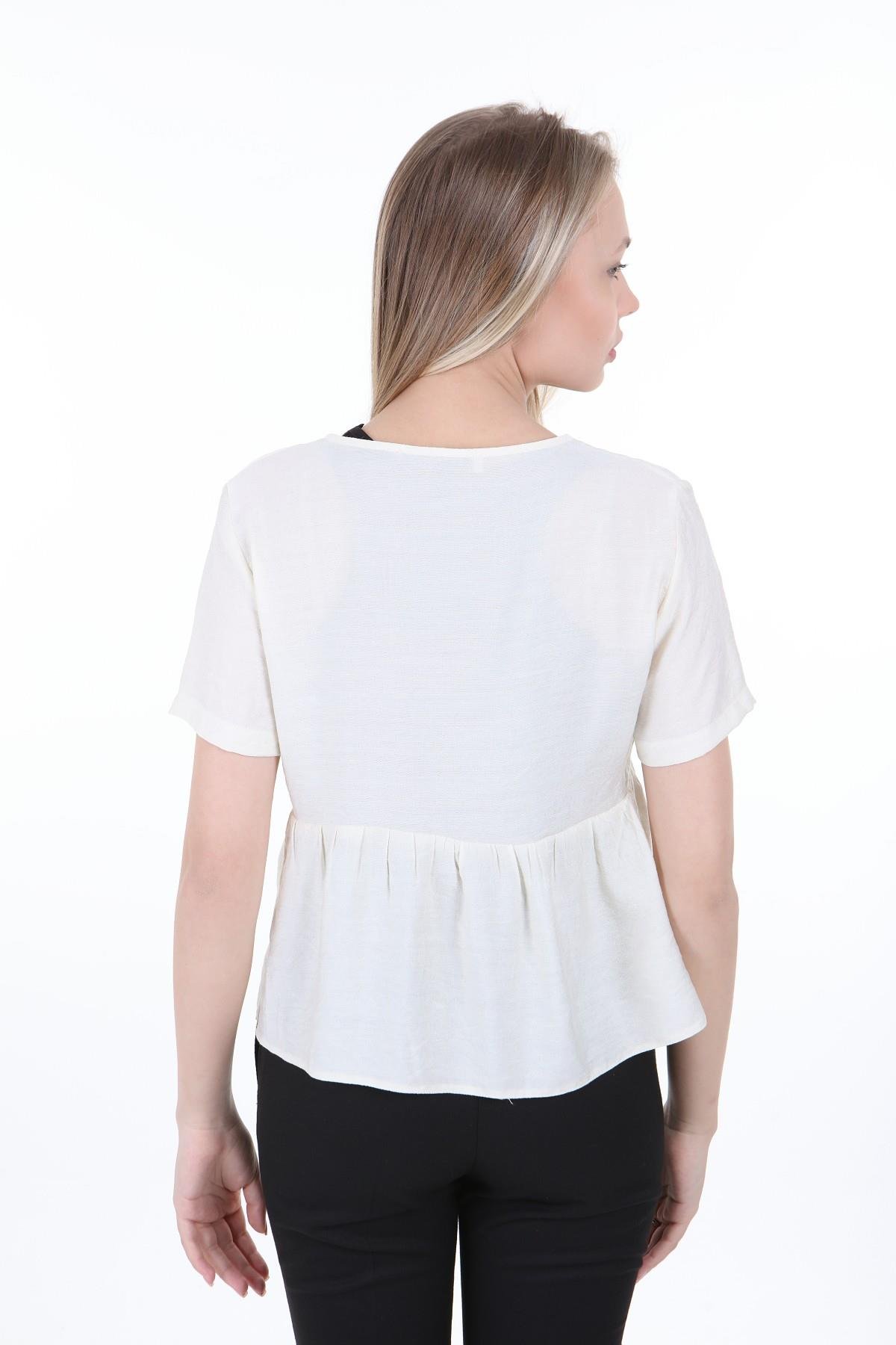 Bolero | Kimono | KapdisentisÖnden Bağlamalı Yarım Kollu Ekru Bolero