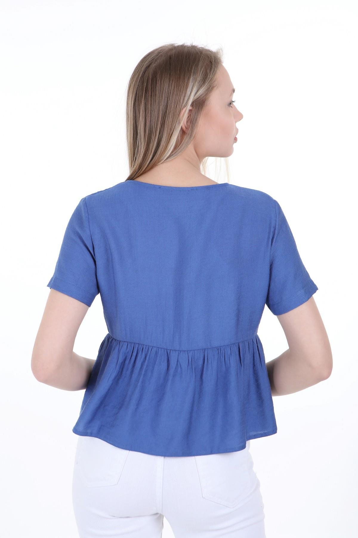 Bolero | Kimono | KapÖnden Bağlamalı Yarım Kollu İndigo BolerodisentisÖnden Bağlamalı Yarım Kollu İndigo Bolero