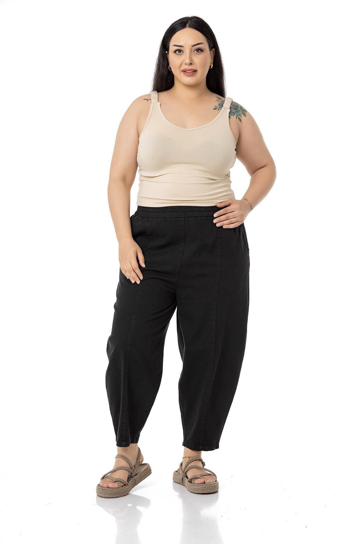 Büyük Beden Askıları Büzgülü Drapeli Crop Bej Rengi Body