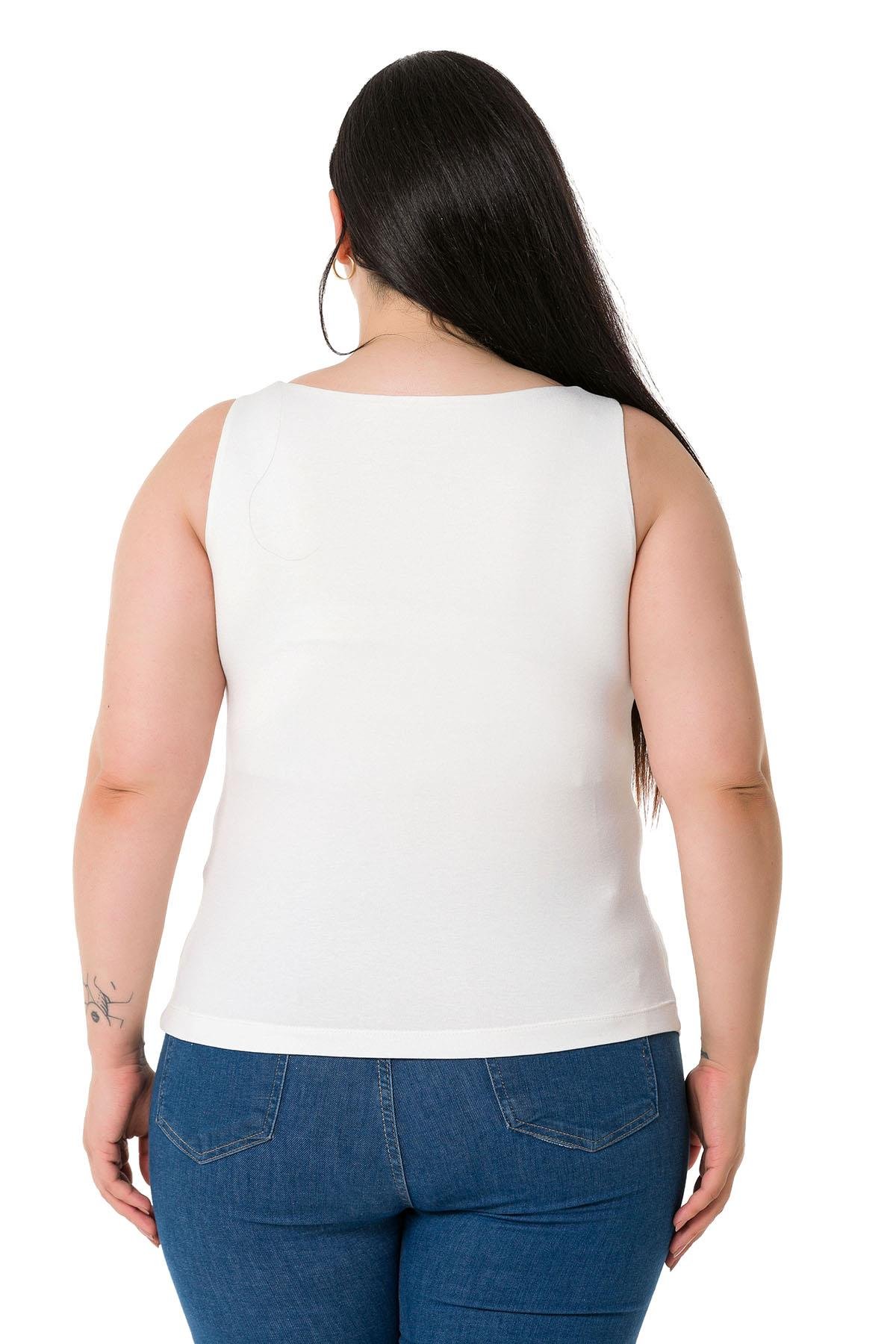 Büyük Beden Askılı Yarım Astarlı Viskon Ekru Body