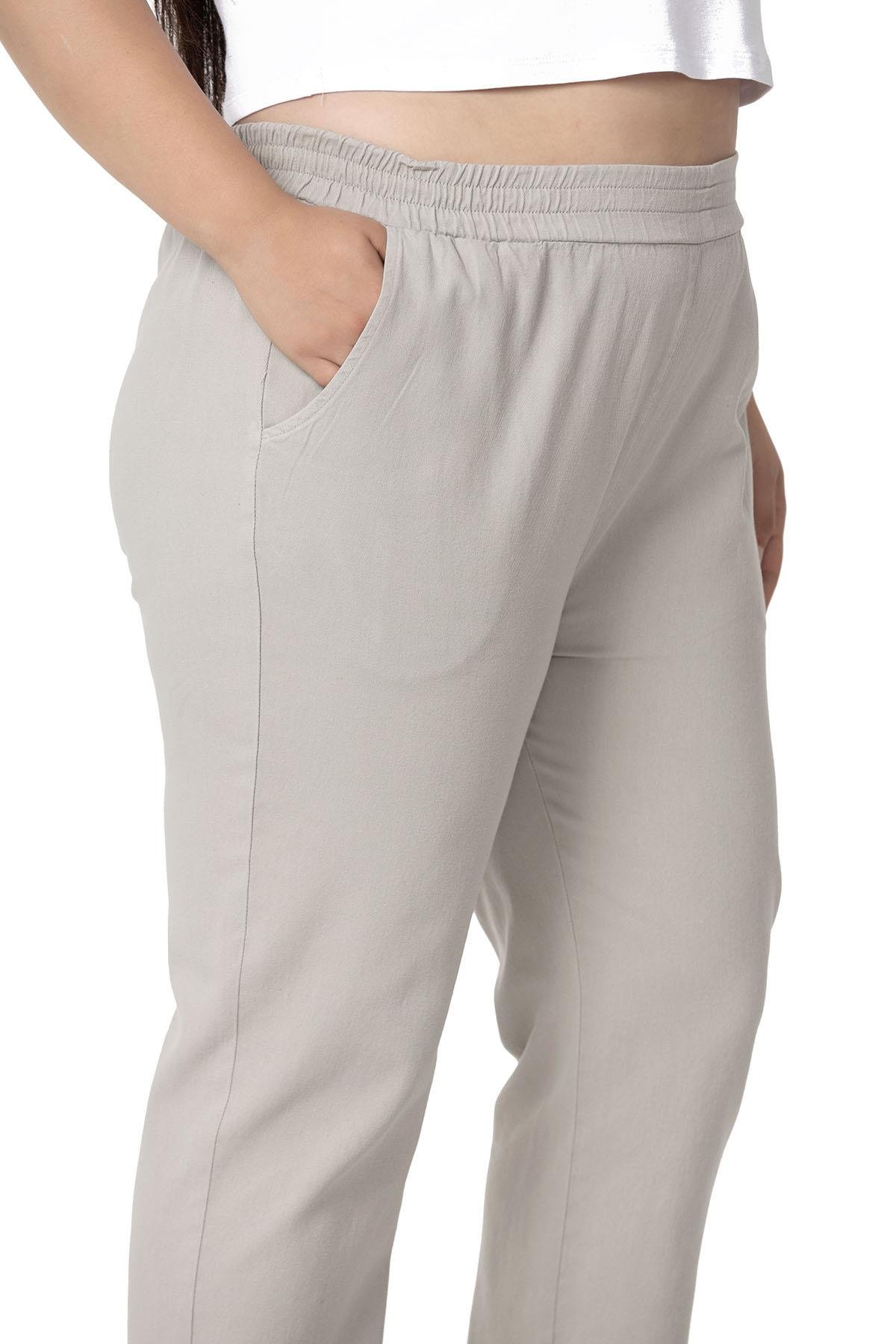 Büyük Beden Beli Lastikli Cepli Gabardin Taş Rengi Pantolon