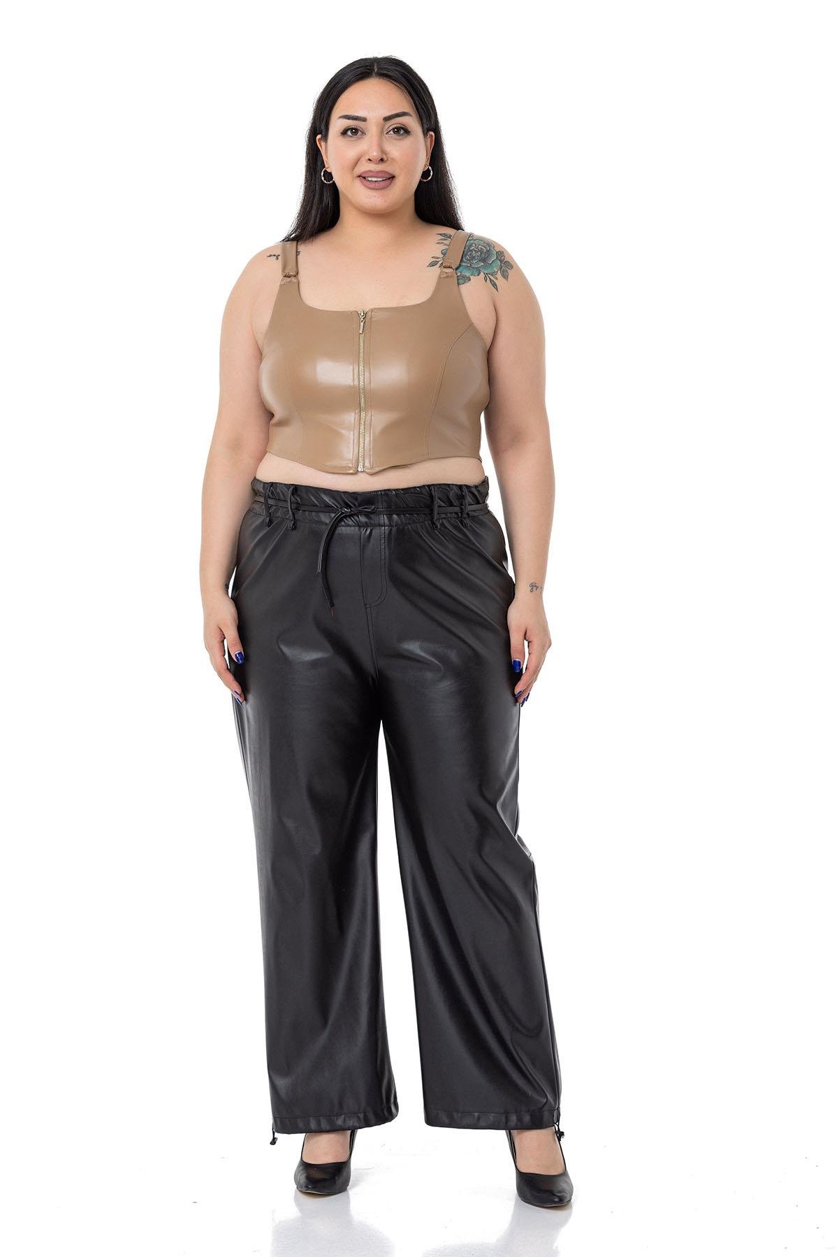 DISENTIS MODEST GENC BUYUK BEDEN DERI BUSTIYERDISENTIS MODESTBüyük Beden Fermuar Detaylı Deri Vizon Büstiyer