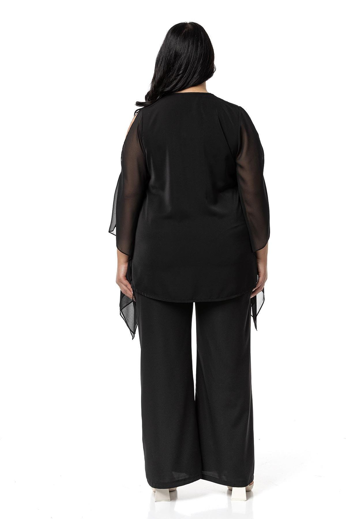 Disentis Modest Fermuar Detaylı Geniş Kesim Bluz Pantolon Siyah İkili TakımDISENTIS MODESTBüyük Beden Fermuar Detaylı Geniş Kesim Bluz Pantolon Siyah İkili Takım