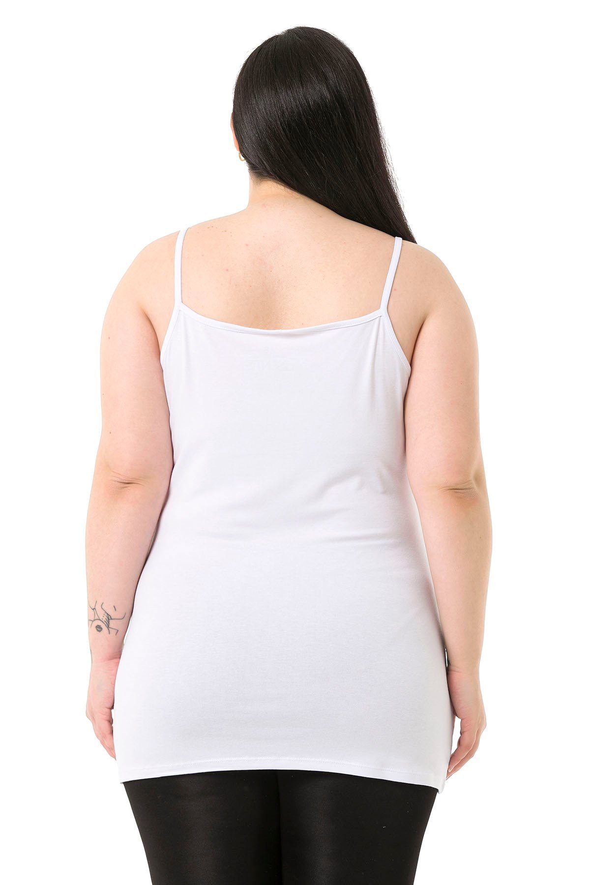 Büyük Beden İp Askılı Viskon Beyaz Body